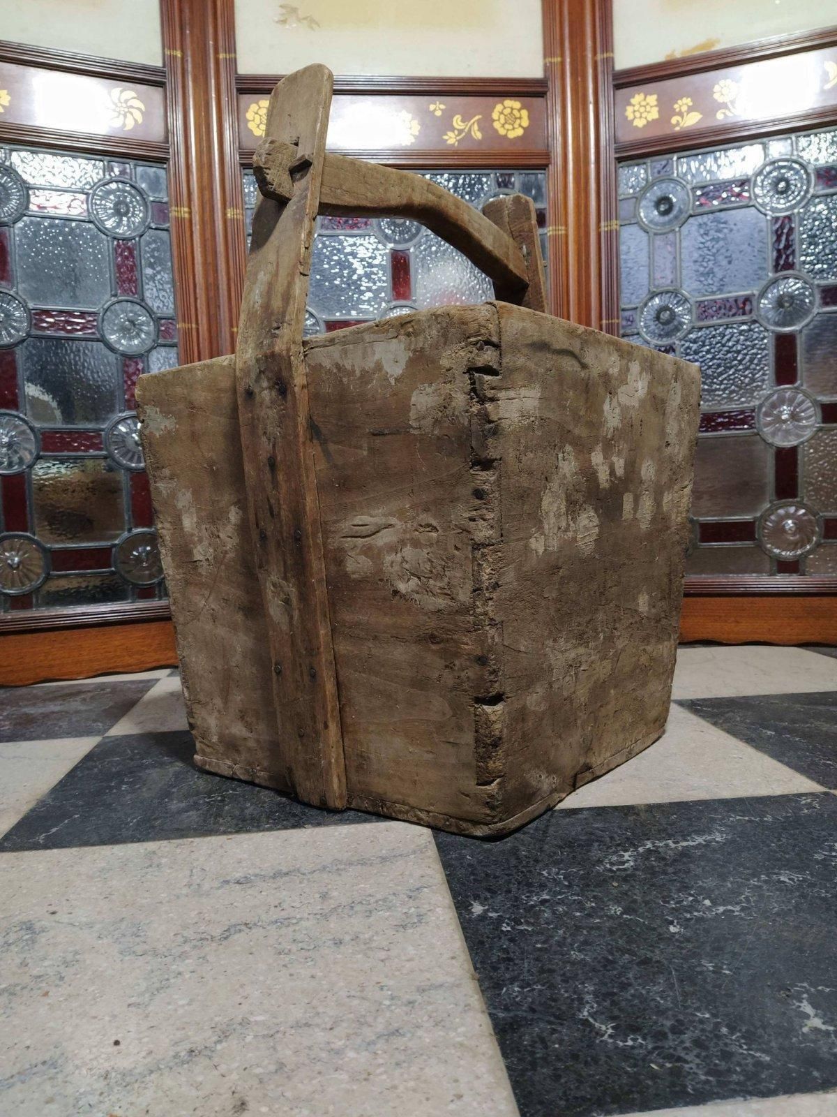 Chinese Antique Wooden Handled Bucket Originally Used To Carry And Measure Rice photo 663.0