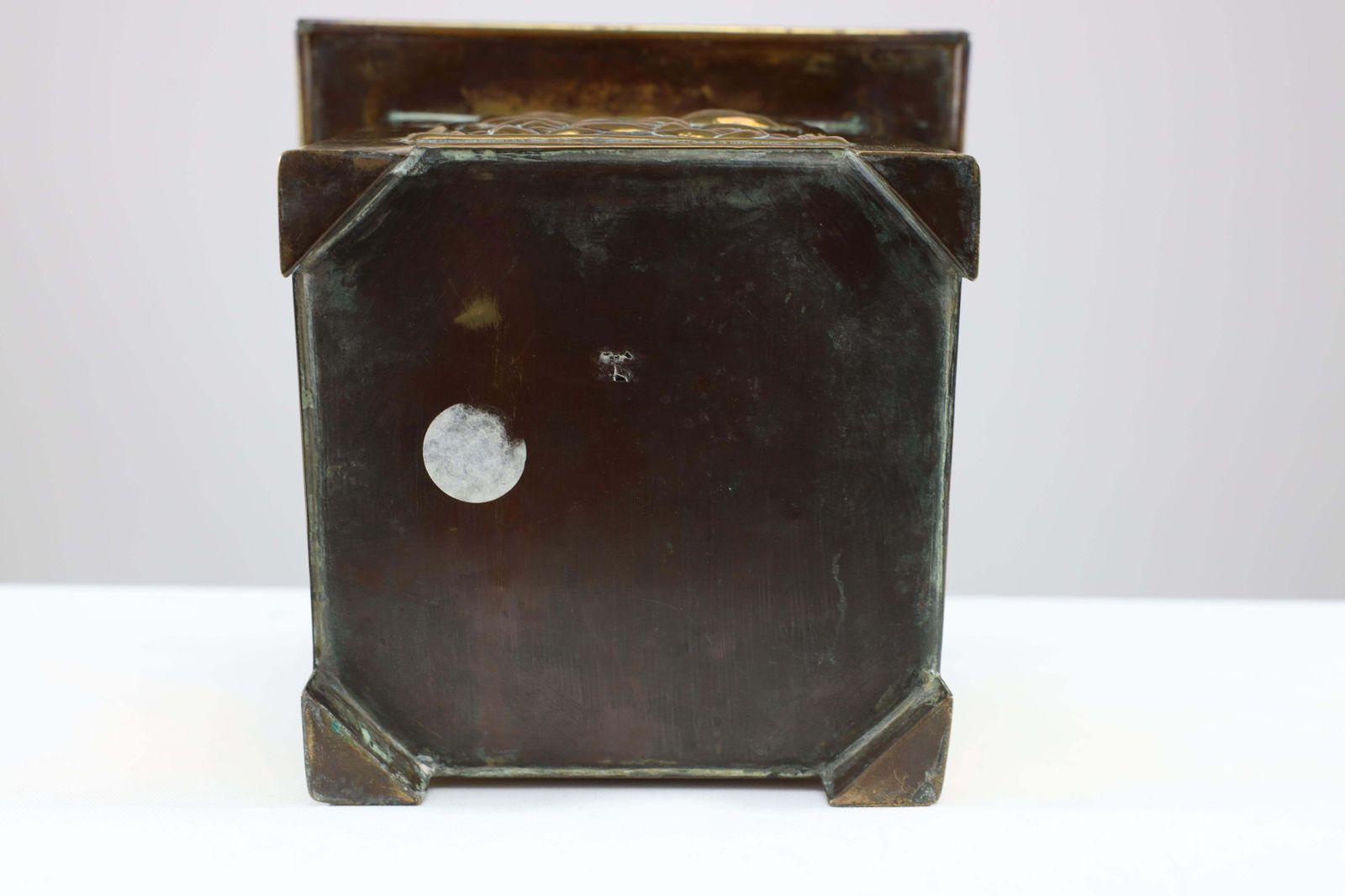photo buy Margaret Gilmour Arts & Crafts Brass Planter With Stylized Rose & Floral Details