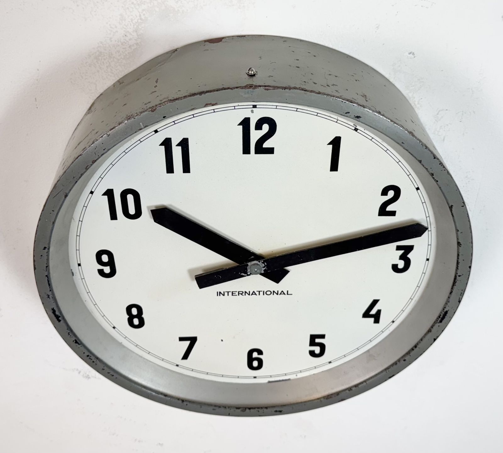 photo buy Grey Industrial Factory Wall Clock From International, 1950s