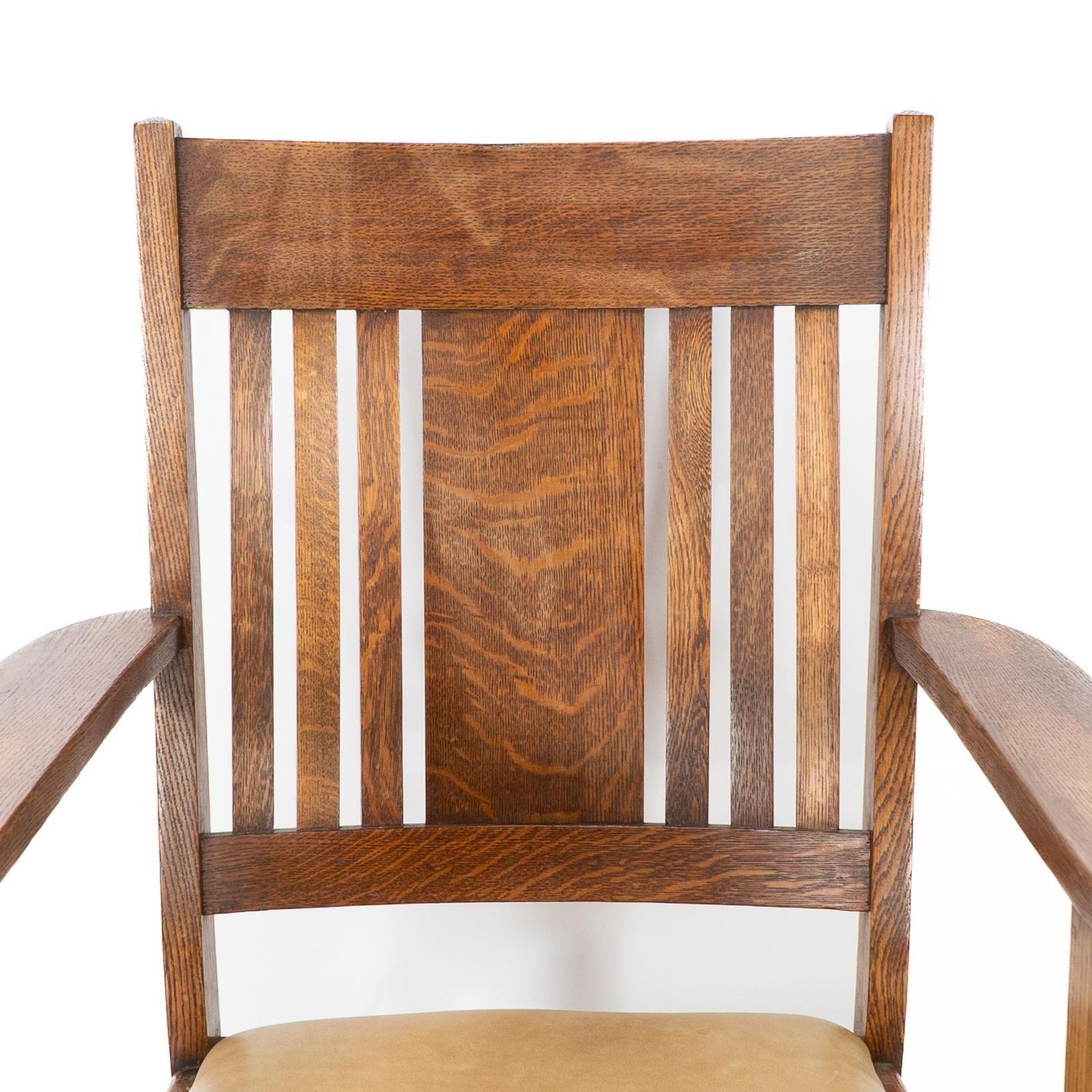 L&Jg Stickley Arts & Crafts Oak Armchair With Curved Back & Shaped Arm Supports photo buy