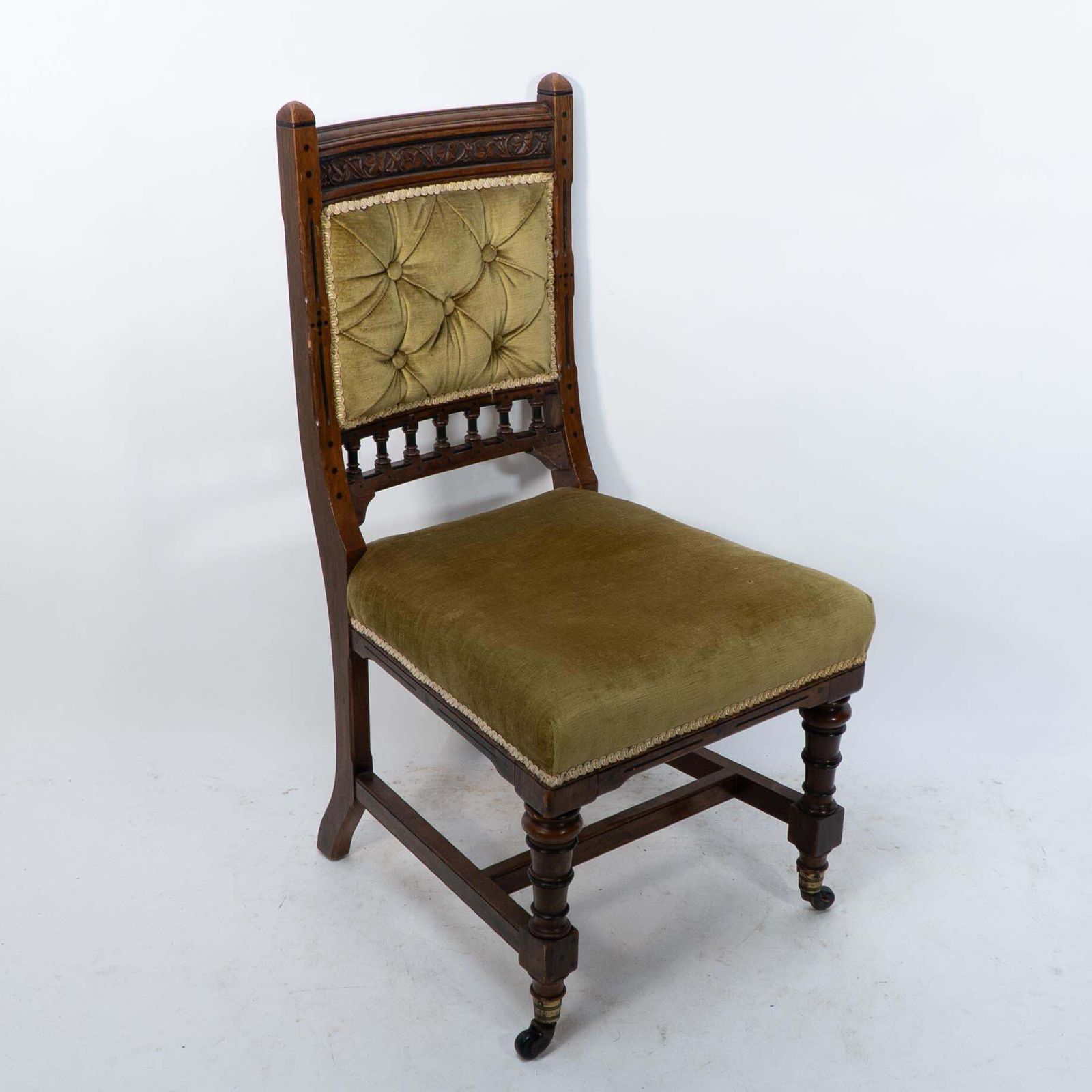 Furniture Charles Bevan Attr. A Set Of Five Gothic Revival Oak Dining Chairs & An Armchair photo