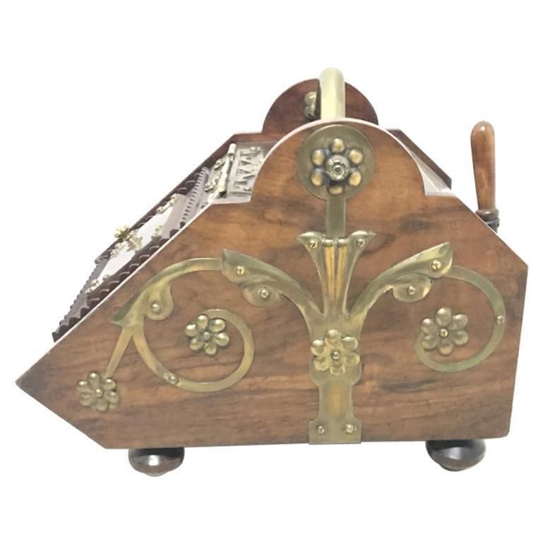 DR C Dresser, Benham & Froud. Aesthetic Movement Coal Box With Floral Metal Work photo furniture