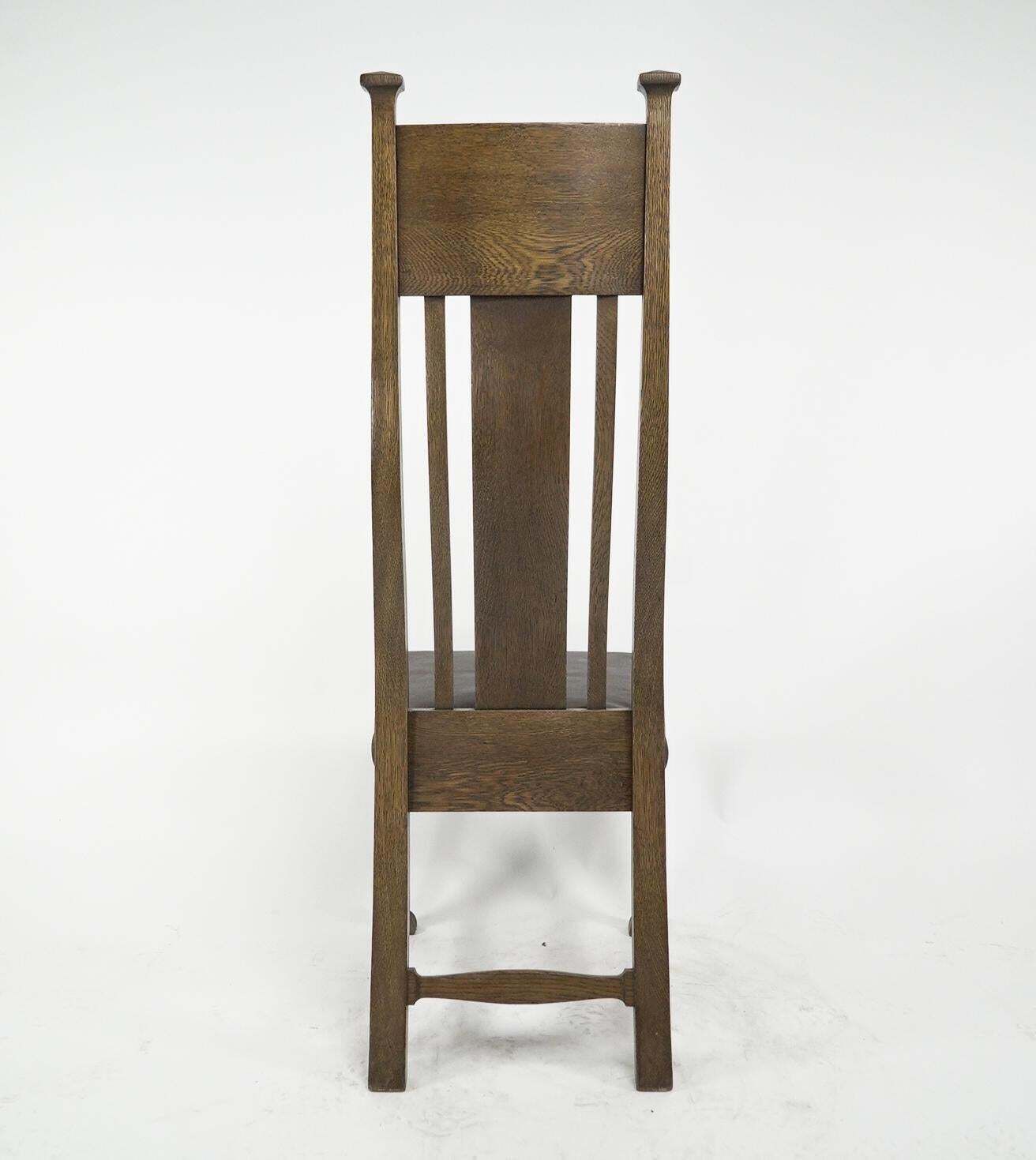 1938.0 Norman & Stacey Attributed. An Arts And Crafts High With Shaped Back Oak Chair photo