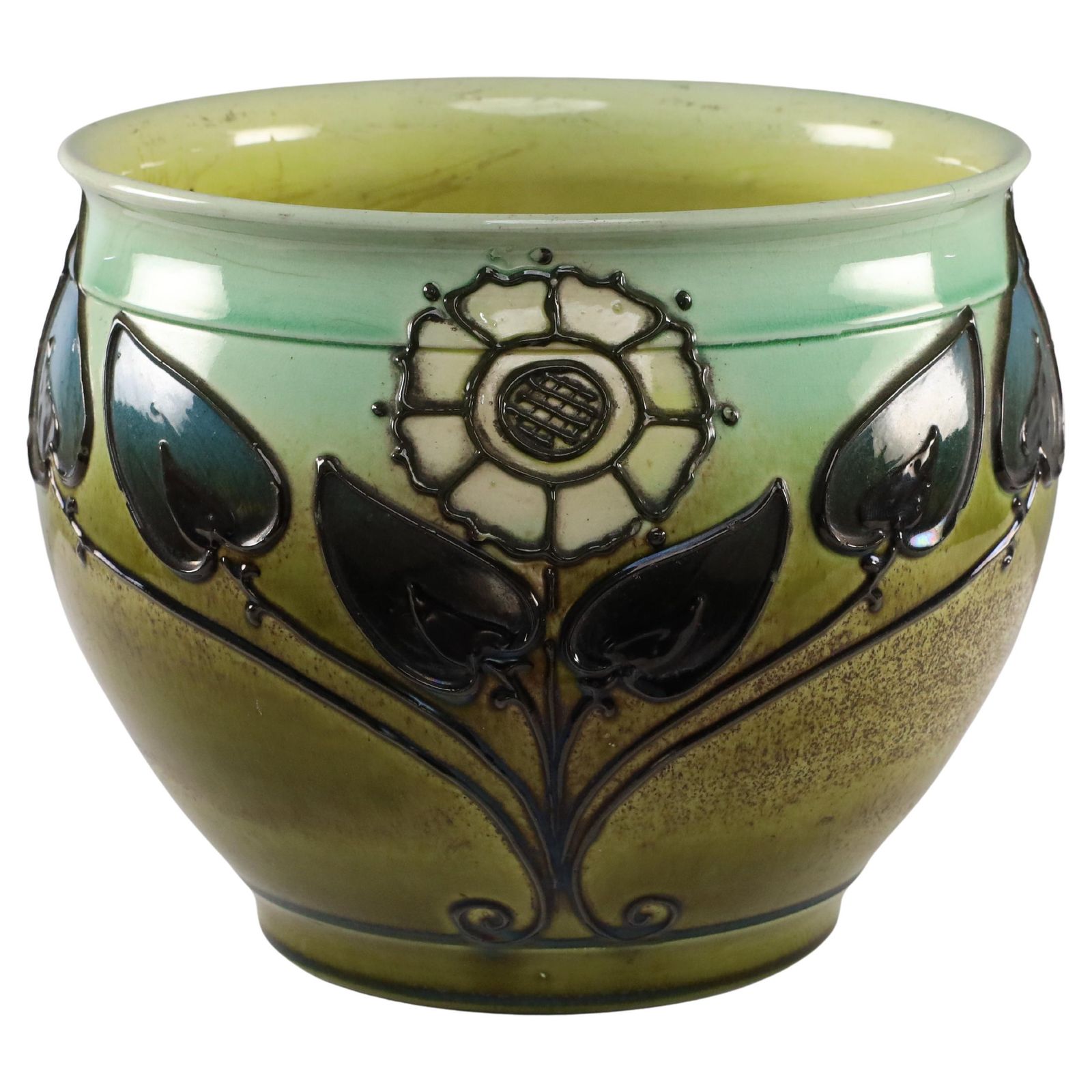 Wardle By Frederick Rhead Attri. Arts & Crafts Planter With Floral Decoration.