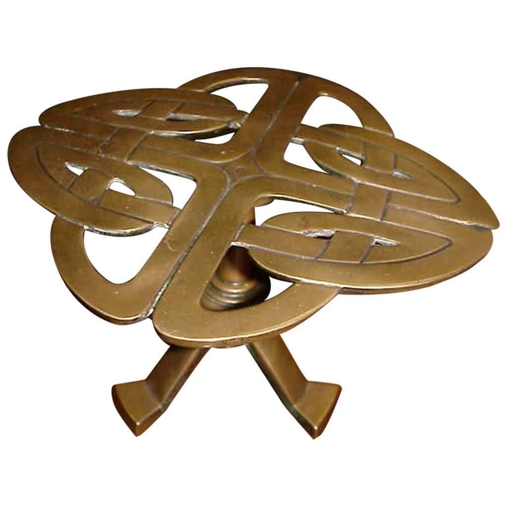 Margaret Gilmour Attri. A Good Glasgow School Brass Trivet With Celtic Details
