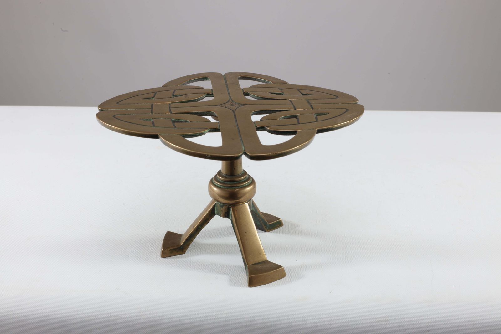 Margaret Gilmour Attri. A Good Glasgow School Brass Trivet With Celtic Details photo for sale