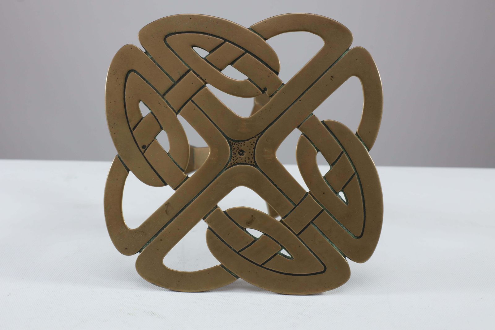 Margaret Gilmour Attri. A Good Glasgow School Brass Trivet With Celtic Details photo buy