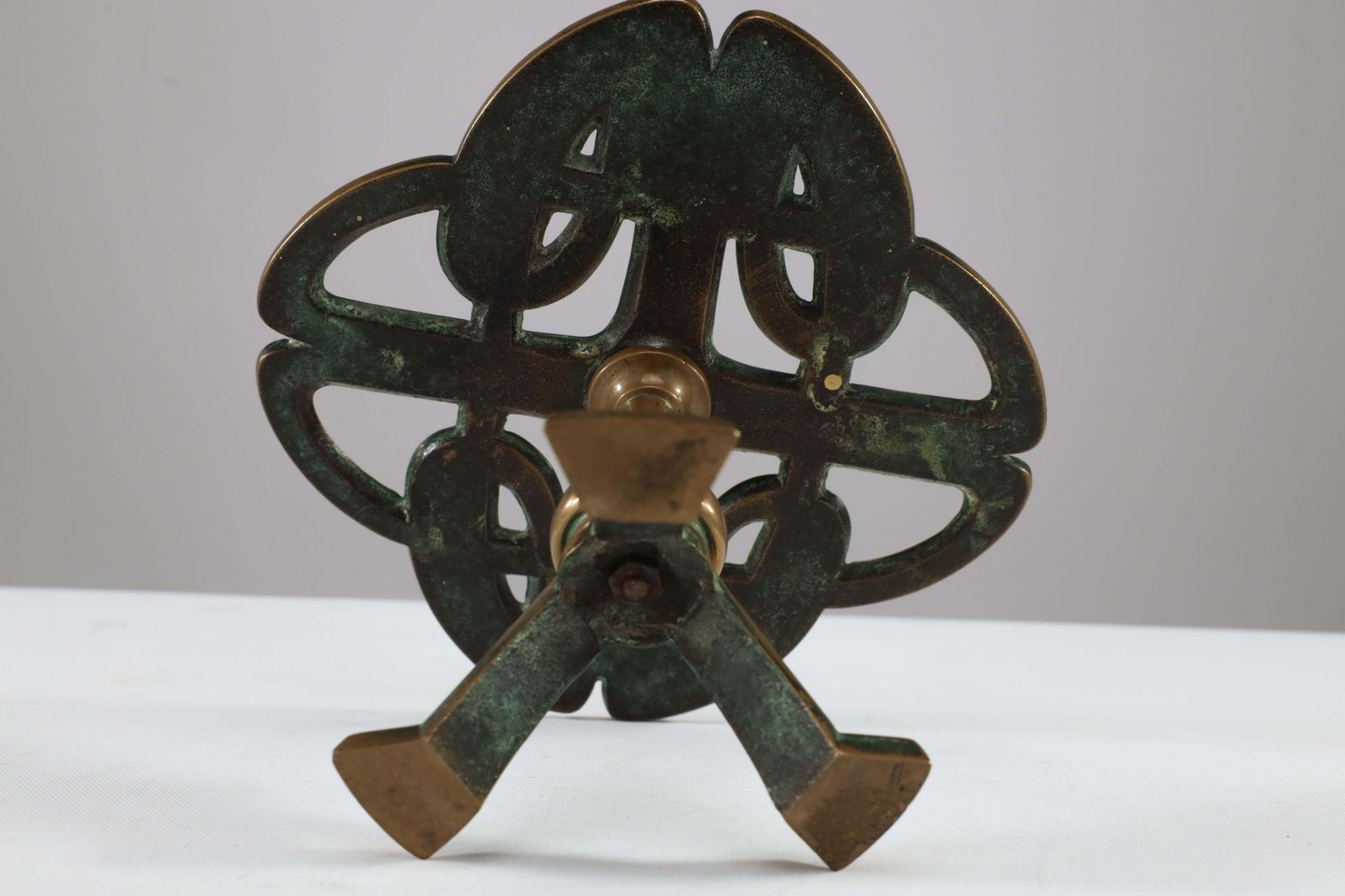 photo for sale Margaret Gilmour Attri. A Good Glasgow School Brass Trivet With Celtic Details