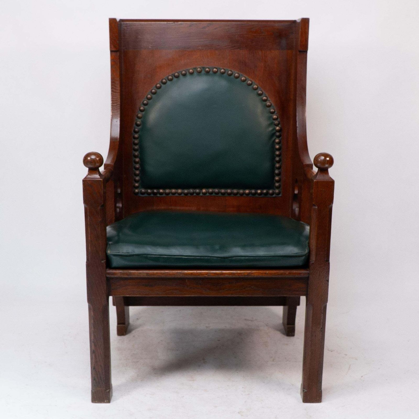 Liberty And Co. A Good Quality Arts And Crafts Oak Armchair With Leather Cushion photo furniture