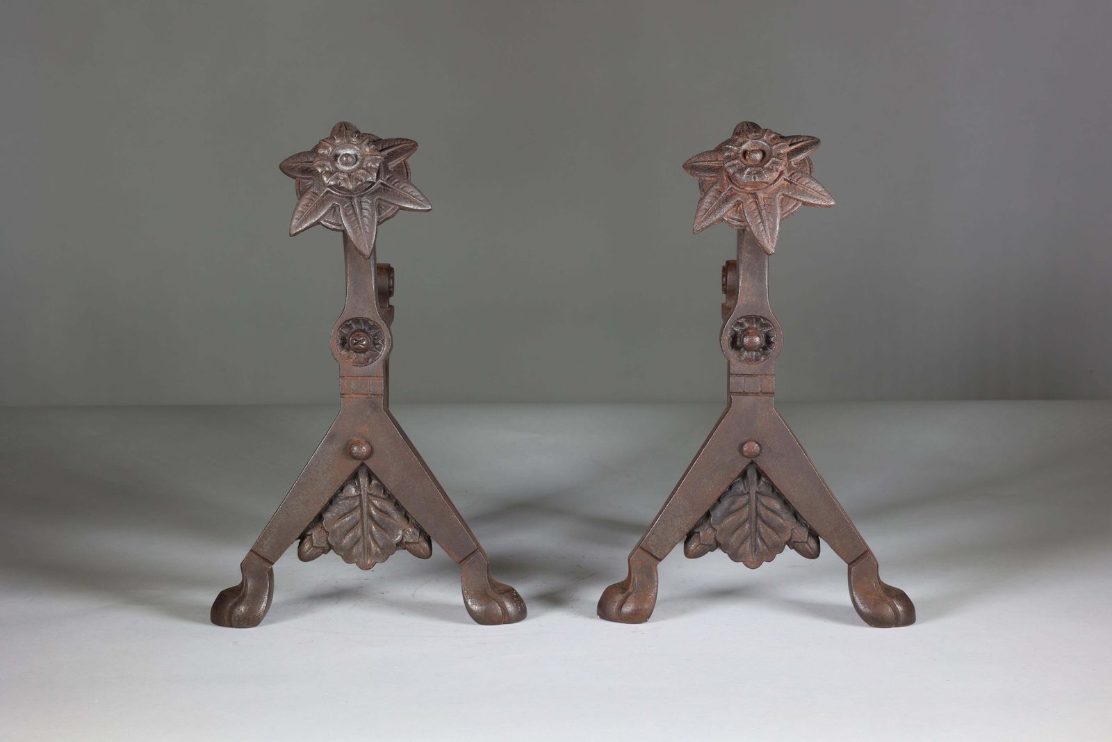 DR C Dresser (Style Of). A Pair Of Arts And Crafts Cast Iron Fire Dogs photo furniture