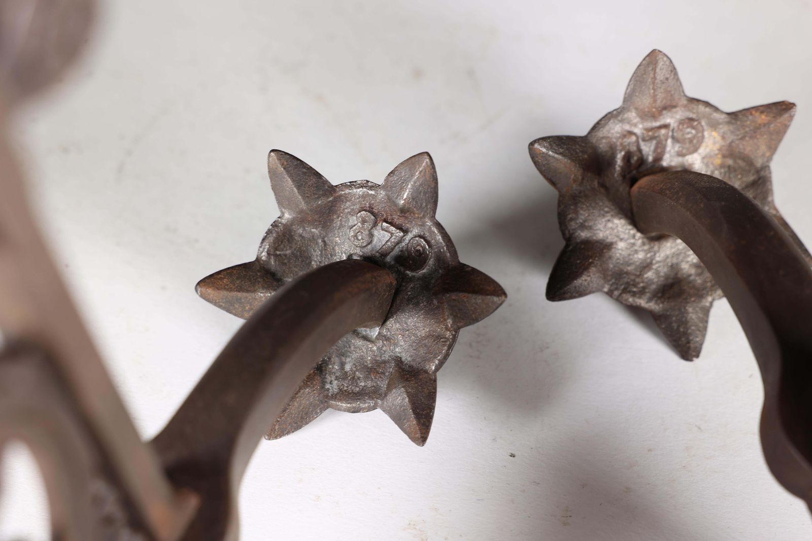 photo vinterior DR C Dresser (Style Of). A Pair Of Arts And Crafts Cast Iron Fire Dogs