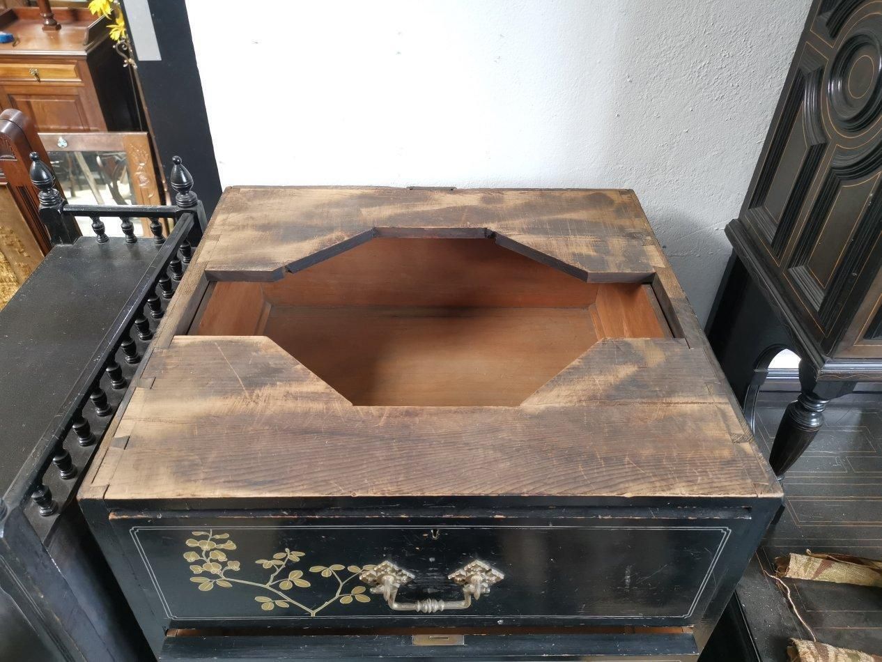 8161.0 Daniel Cottier A Rare And Early Anglo Japanese Ebonized Tall Chest Of Drawers photo