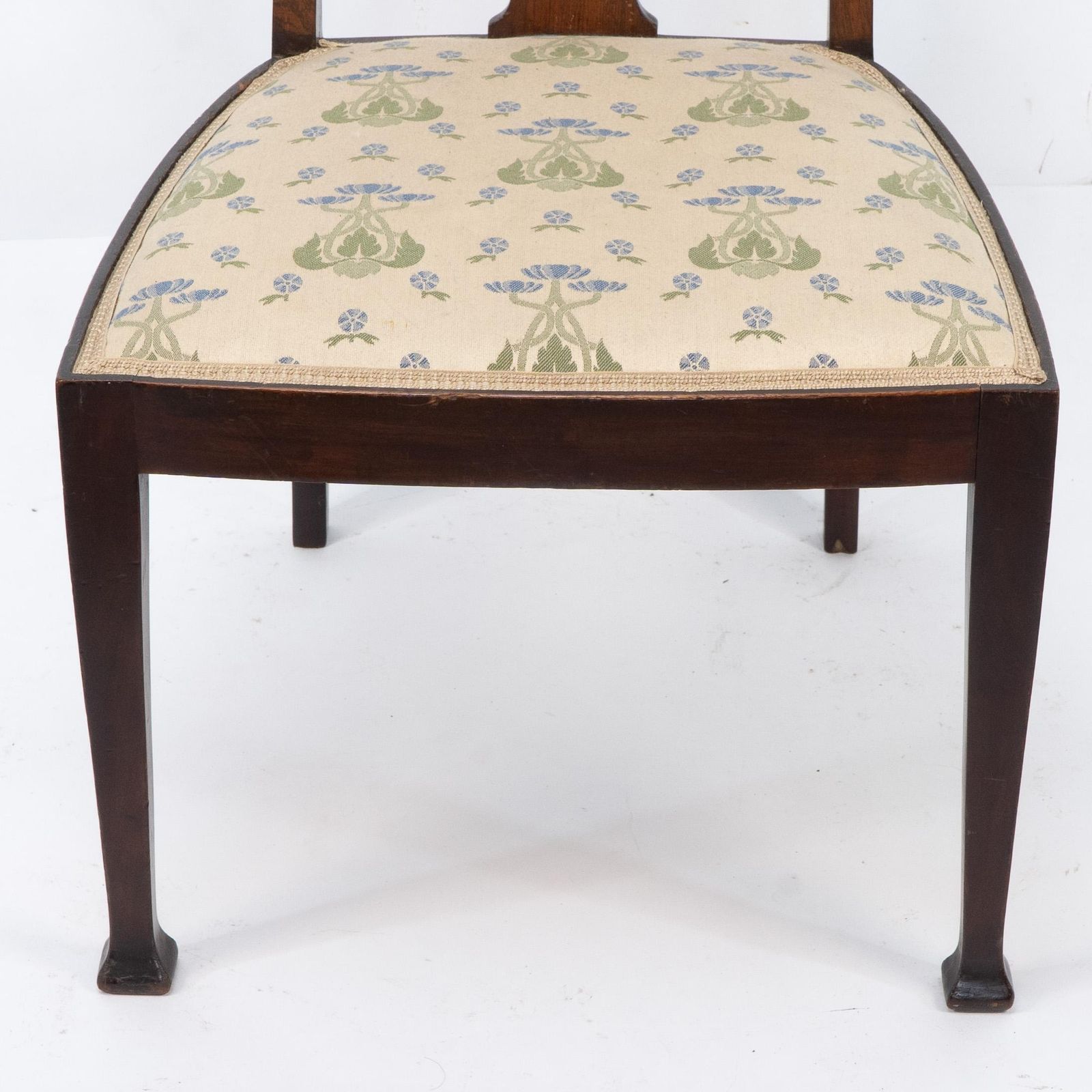 photo for sale Jas Shoolbred. Arts & Crafts Mahogany Rosewood Chair With Stylized Floral Inlay