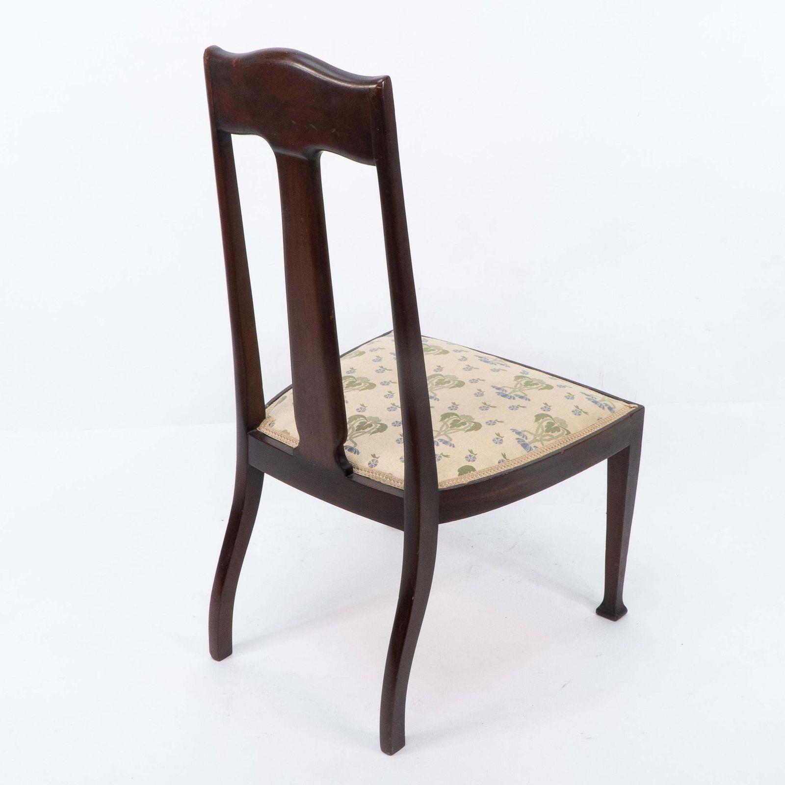 photo vintage Jas Shoolbred. Arts & Crafts Mahogany Rosewood Chair With Stylized Floral Inlay