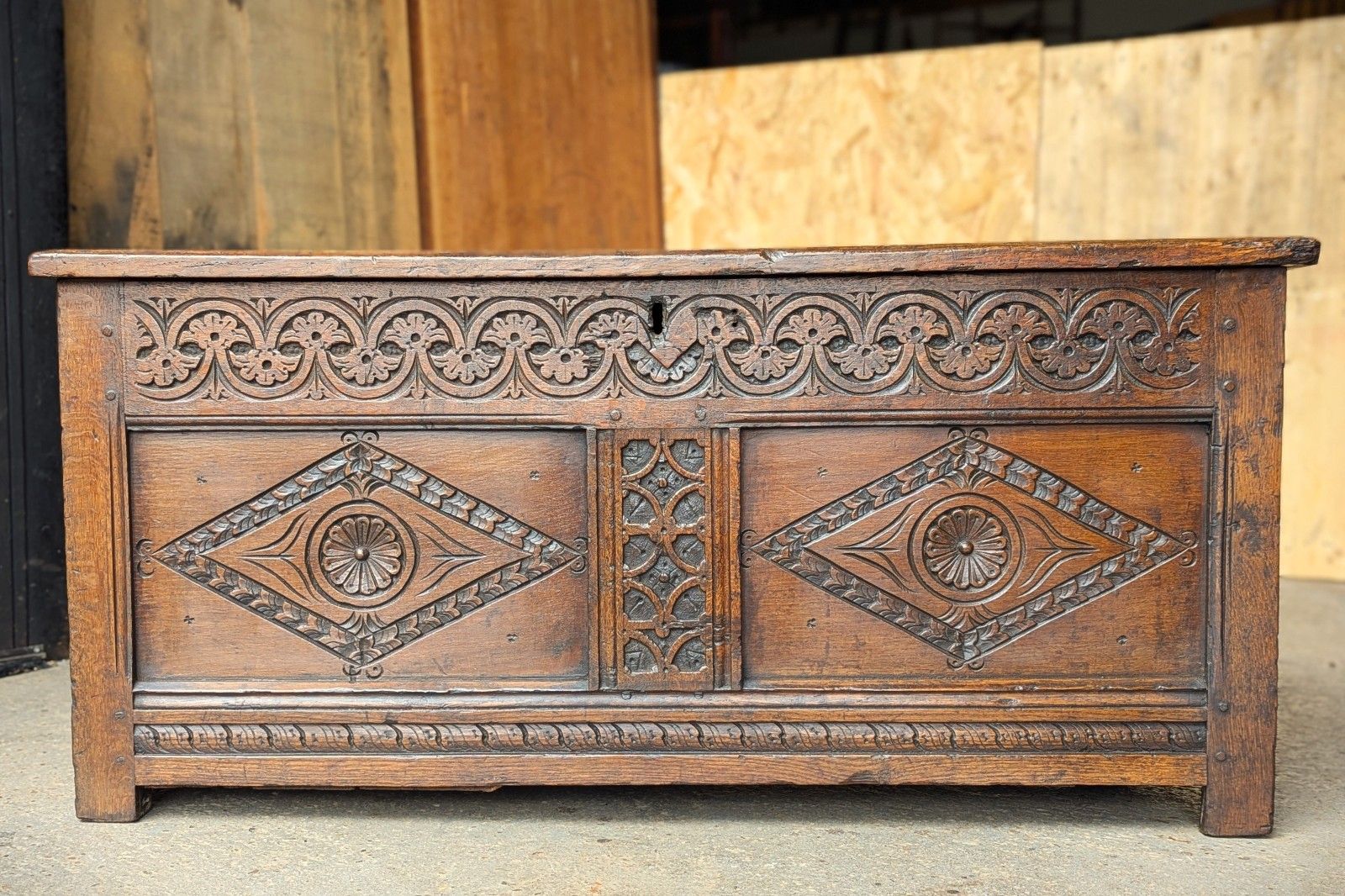 Antique Oak Coffer (Delivery Available) Small 17thc Oak photo furniture