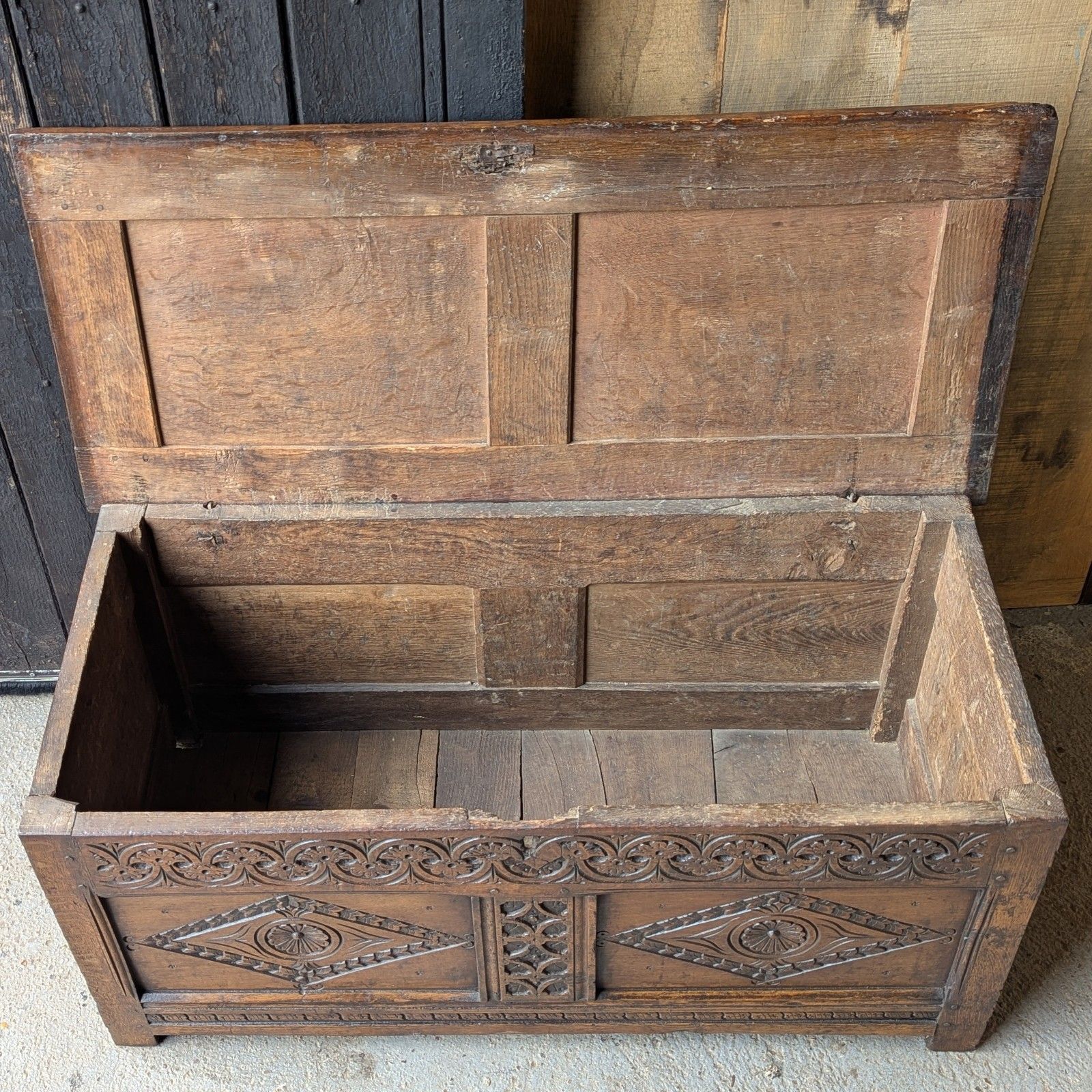 Antique Oak Coffer (Delivery Available) Small 17thc Oak photo buy