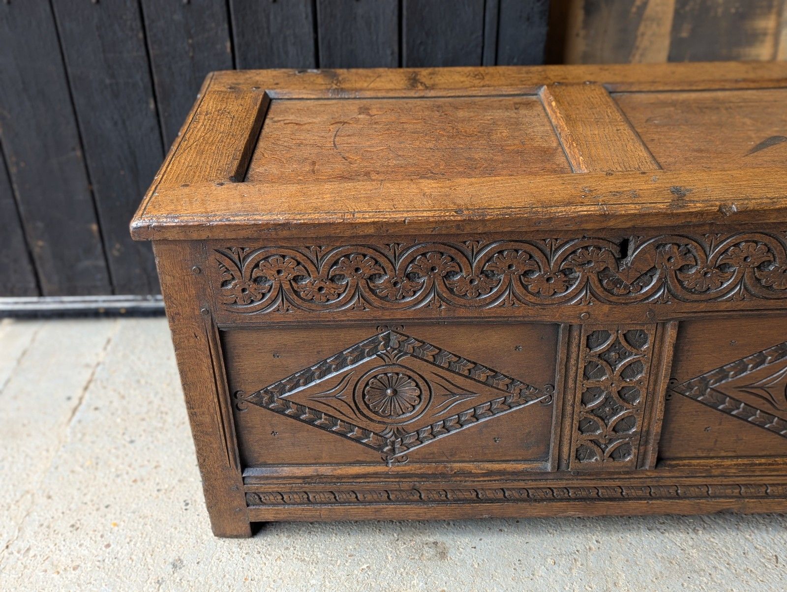 Furniture Antique Oak Coffer (Delivery Available) Small 17thc Oak photo