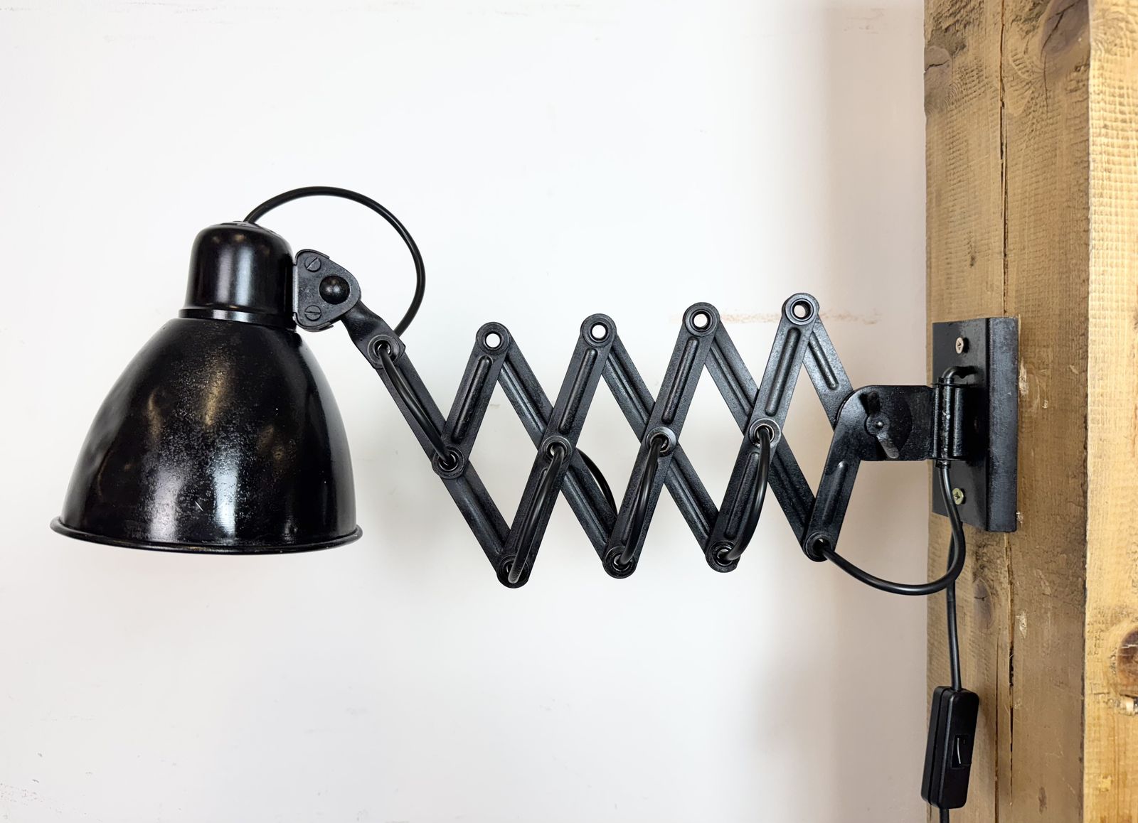 Industrial Black Scissor Wall Lamp, 1950s photo 279.0