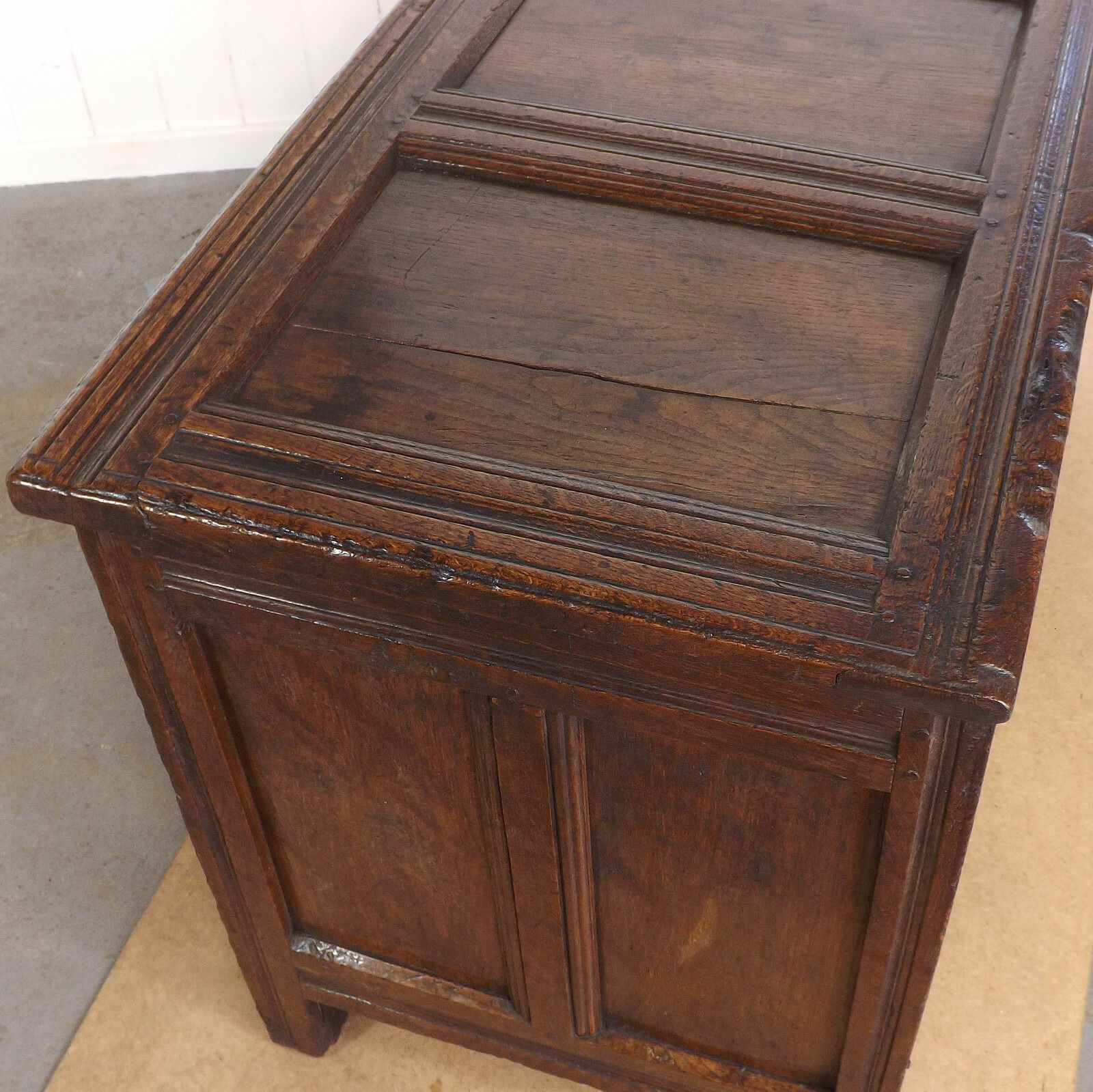 Oak Coffer (Delivery Available) 17thc Antique photo vinterior