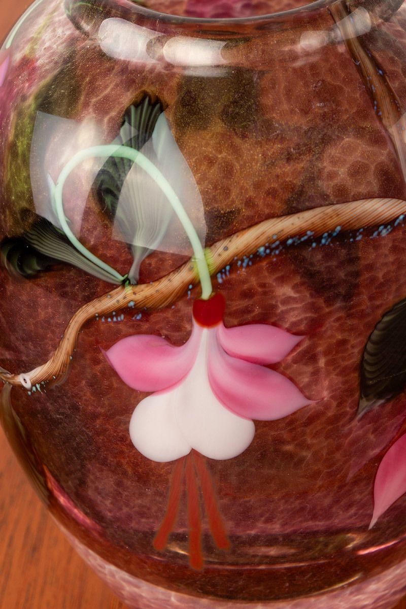 Art Nouveau Style Blown Glass Vase By Ed Aleksander For Orient & Flume 1975. photo 800.0