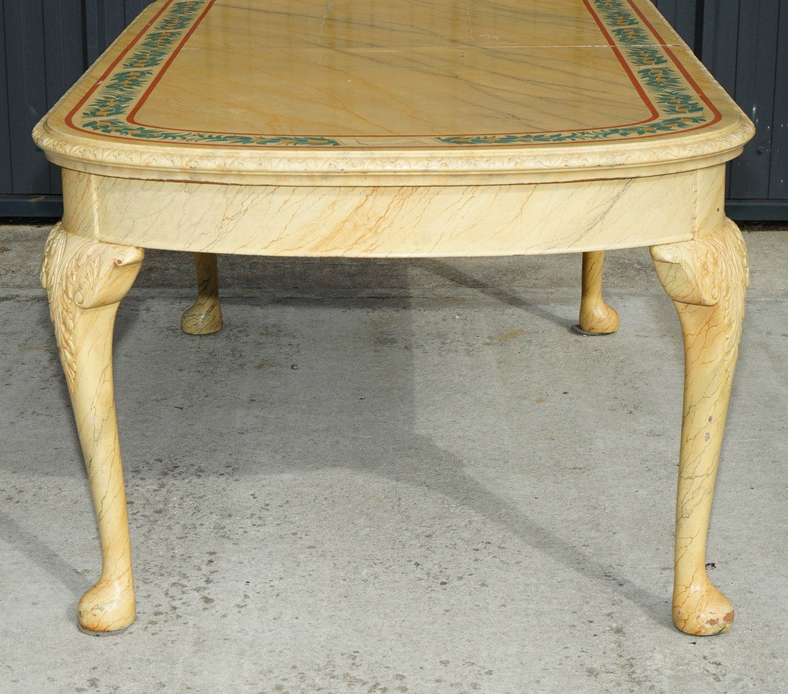 photo furniture Period Hugely Extending Victorian Carved Walnut Faux Marble Painted Dining Table