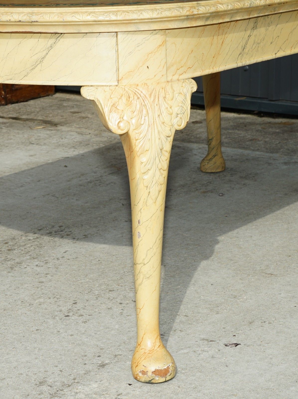 photo for sale Period Hugely Extending Victorian Carved Walnut Faux Marble Painted Dining Table