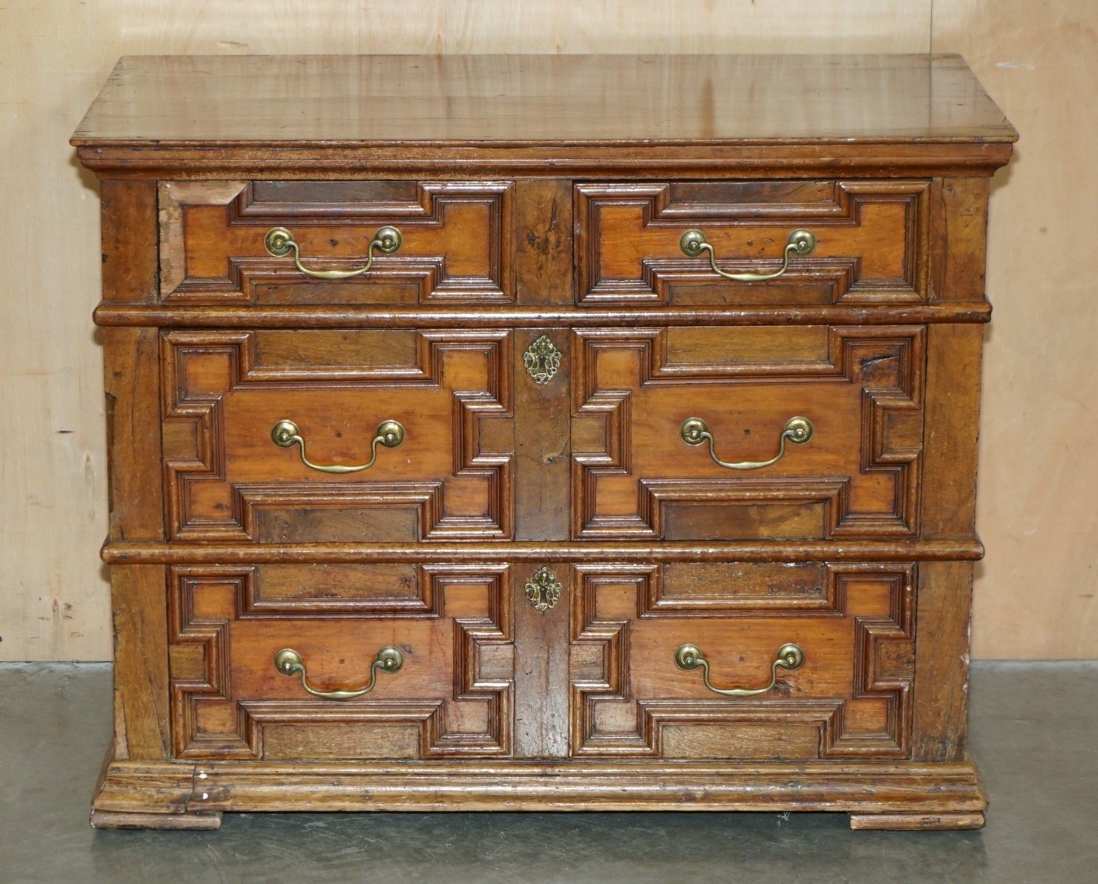 Antique 17th Century English Oak Medium Sized Chest Of Two Over Two Drawers photo for sale