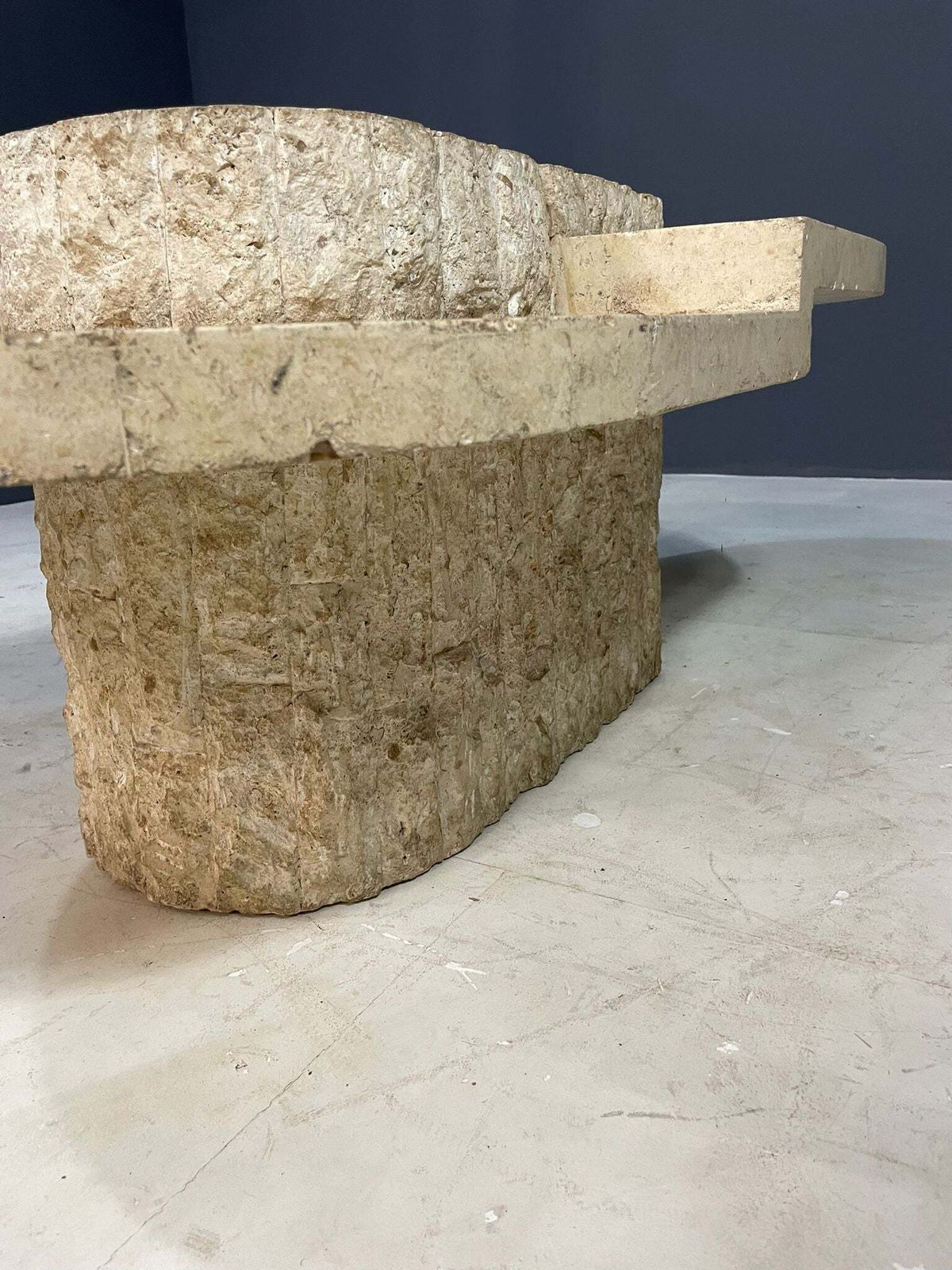 Mactan/Fossil Stone Coffee Table, Magnussen Ponte, 1980s photo for sale