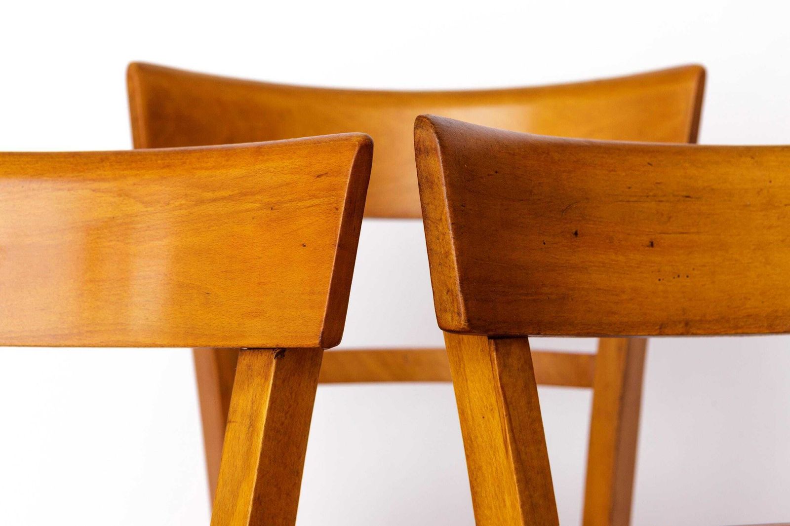 Set Of 3 Vintage Frankfurter Chairs, 1970s Mid Century Beech Dining Chairs, German Design photo furniture