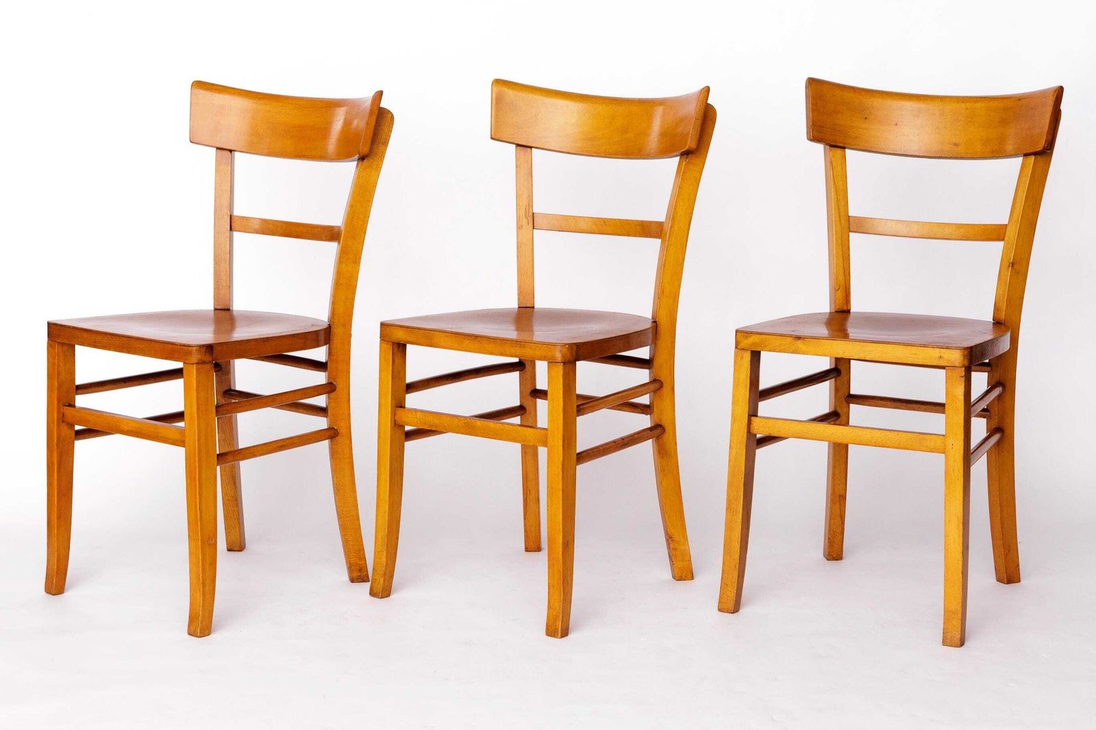 Set Of 3 Vintage Frankfurter Chairs, 1970s Mid Century Beech Dining Chairs, German Design photo Furniture