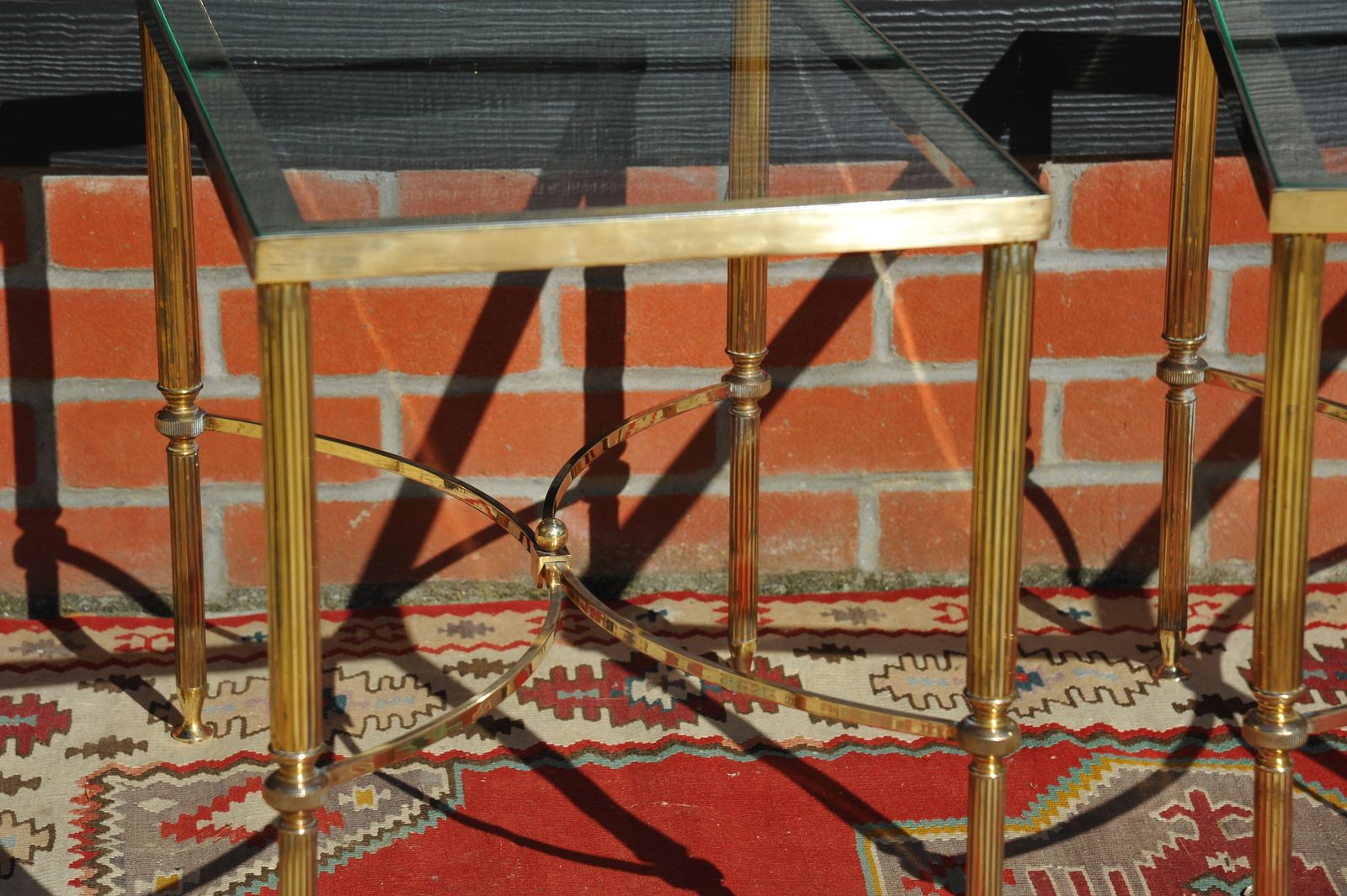 photo furniture A Pair Of Mid C Maison Jansen Side Bout De Canape Brass And Glass Tables