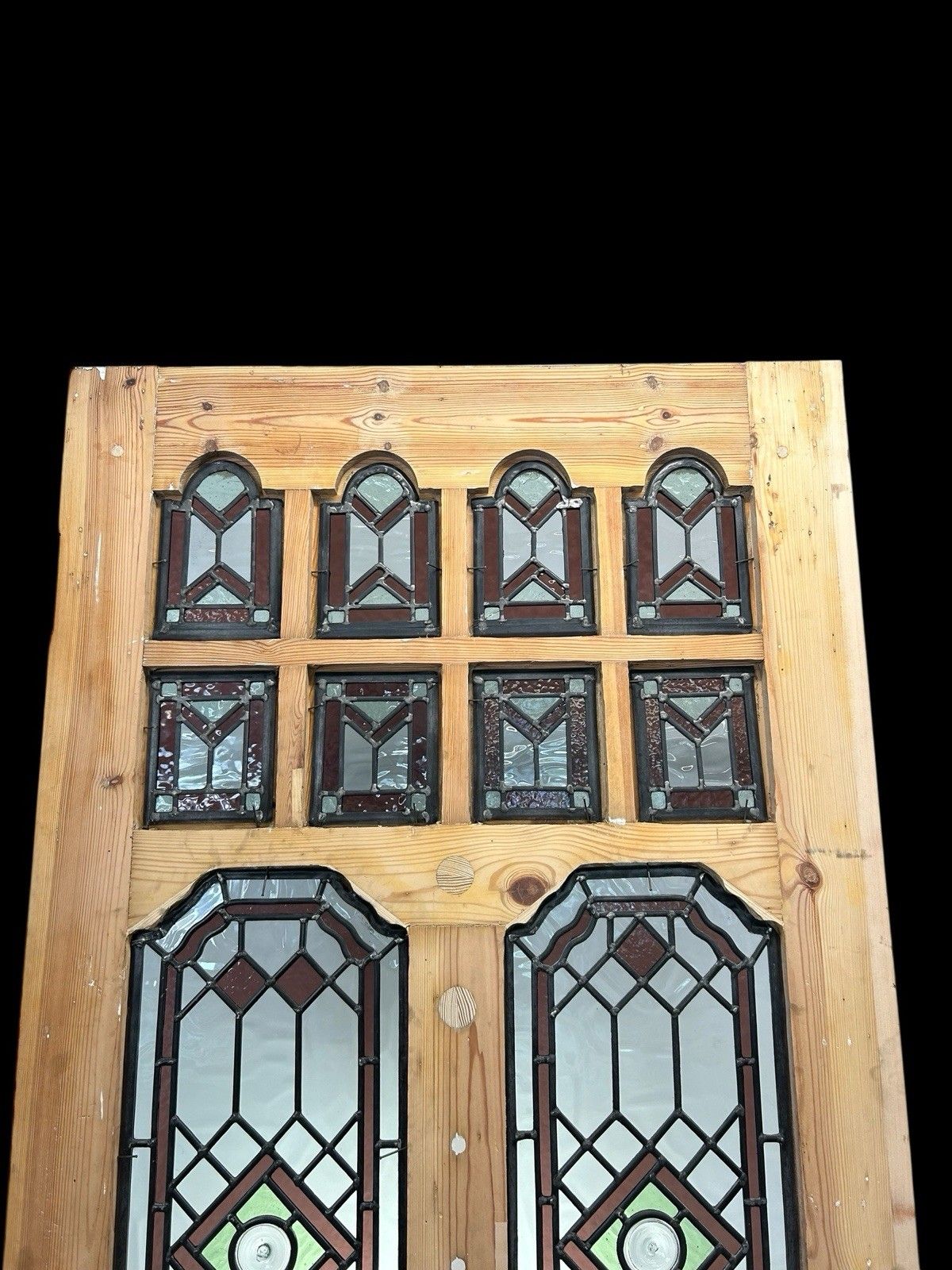 photo for sale Edwardian Stained Glass Front Door Old Antique Period Reclaimed Wood Refurb