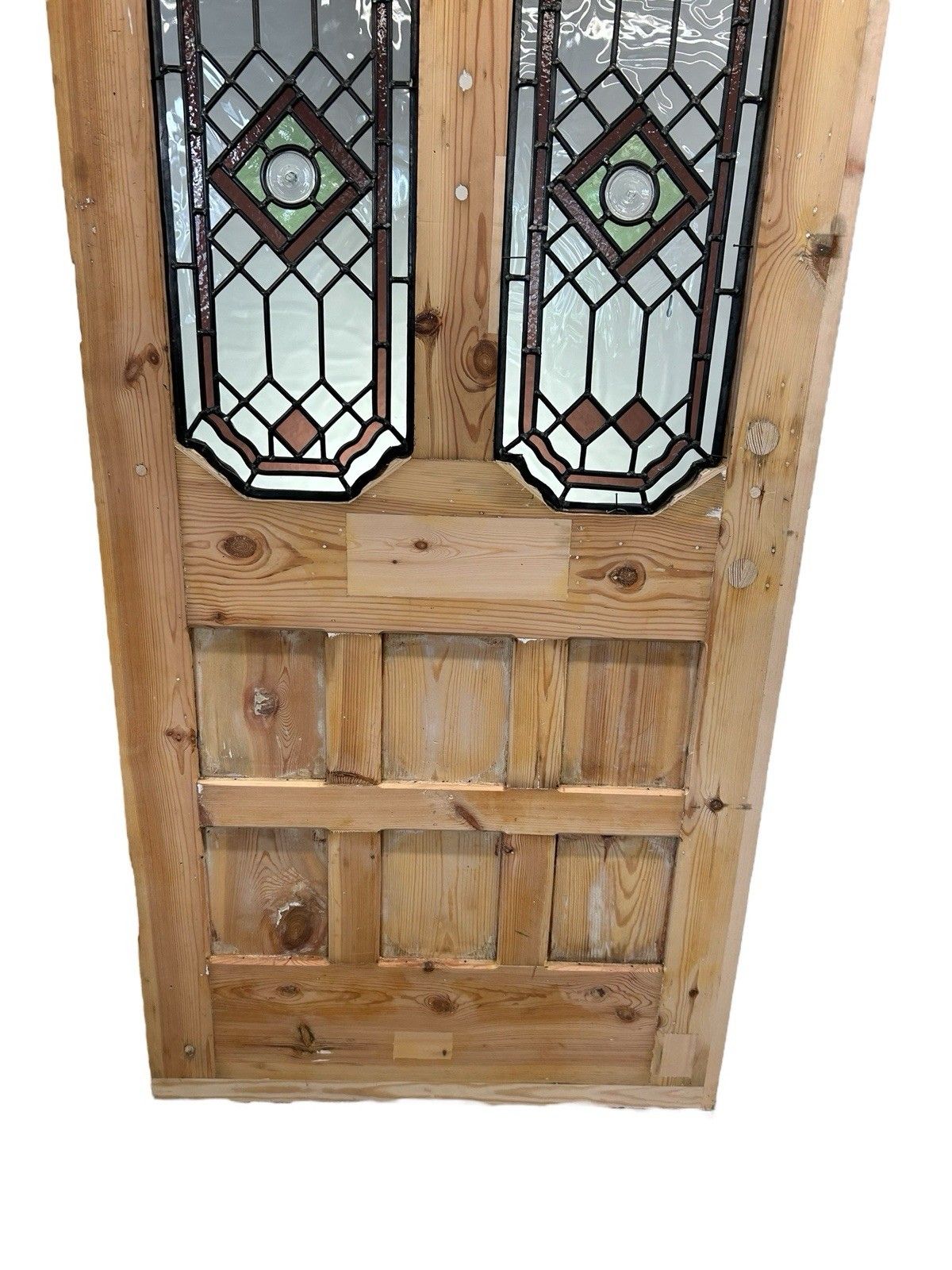 photo vinterior Edwardian Stained Glass Front Door Old Antique Period Reclaimed Wood Refurb