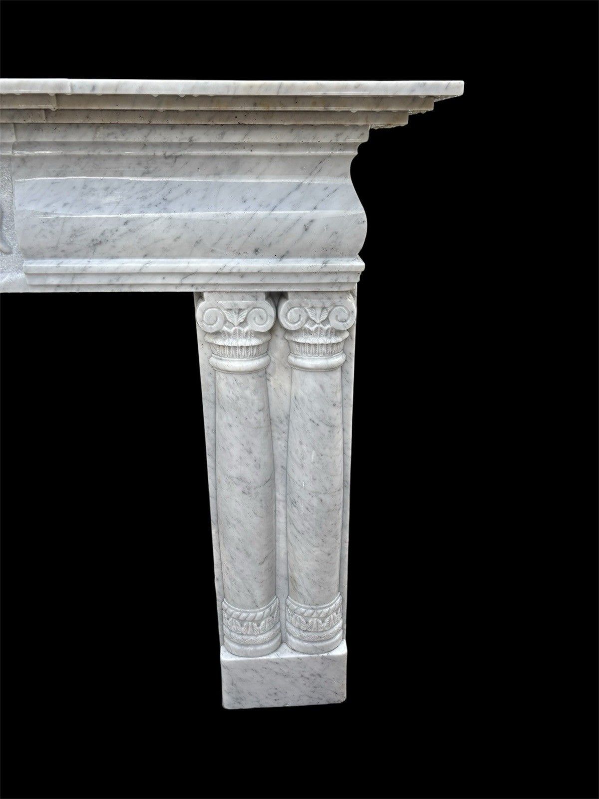Large Original Roger Pearson Marble Fireplace Carved Equestrian Surround Reclaim photo for sale