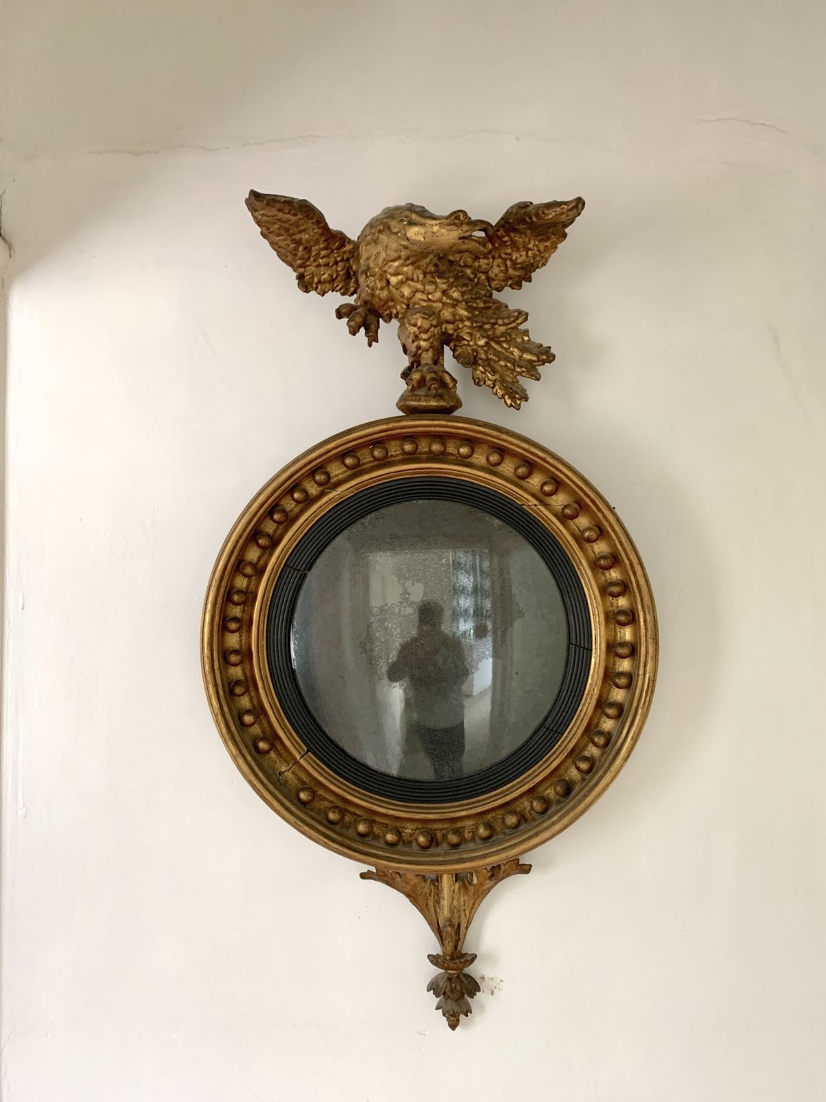 Regency Giltwood And Gesso Convex Mirror, 46cm Diameter