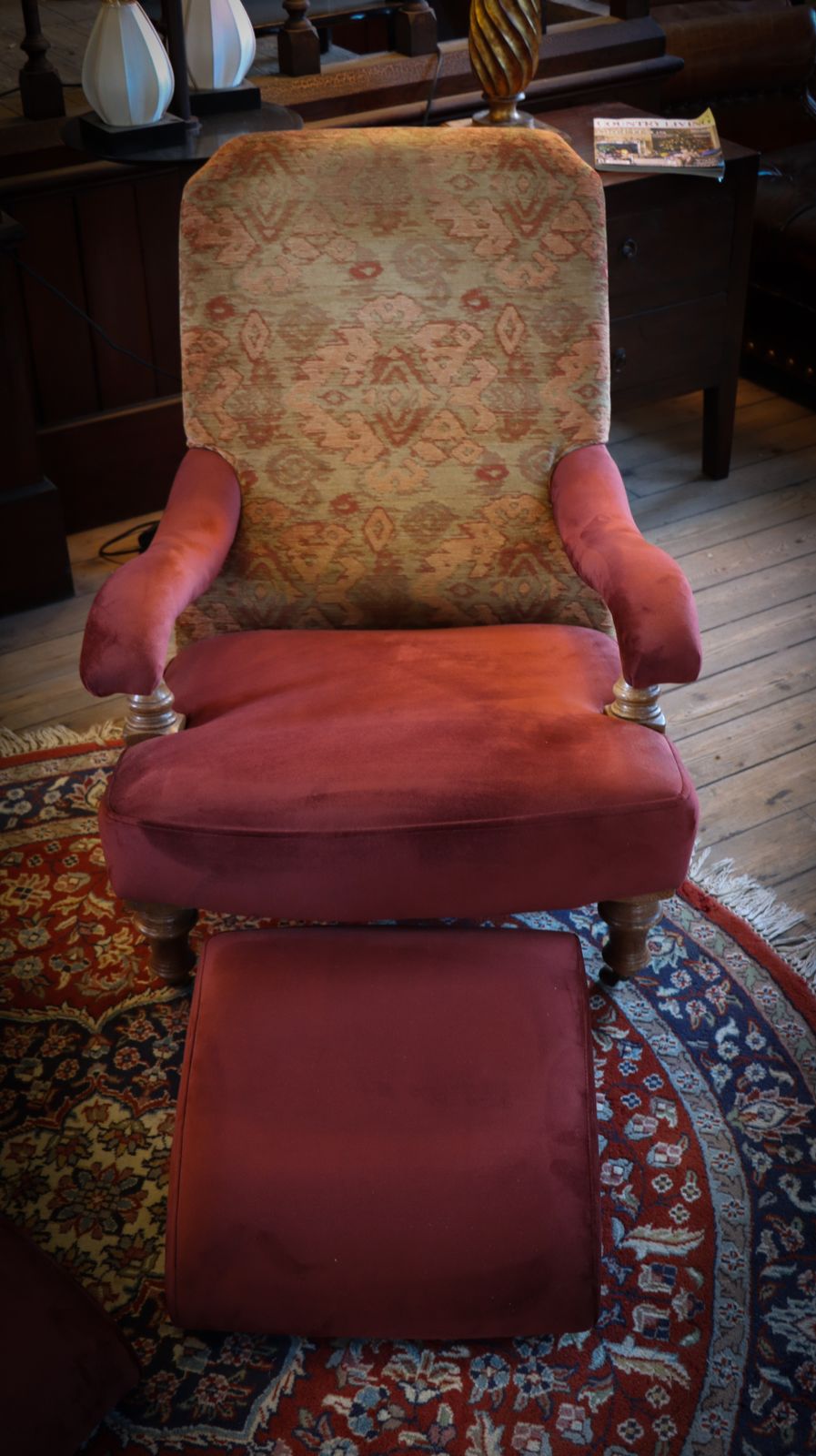 photo vinterior Stunning Pair John Sankey Byron Steamer Armchairs Footstools Kilim Rrp £10000 🚚