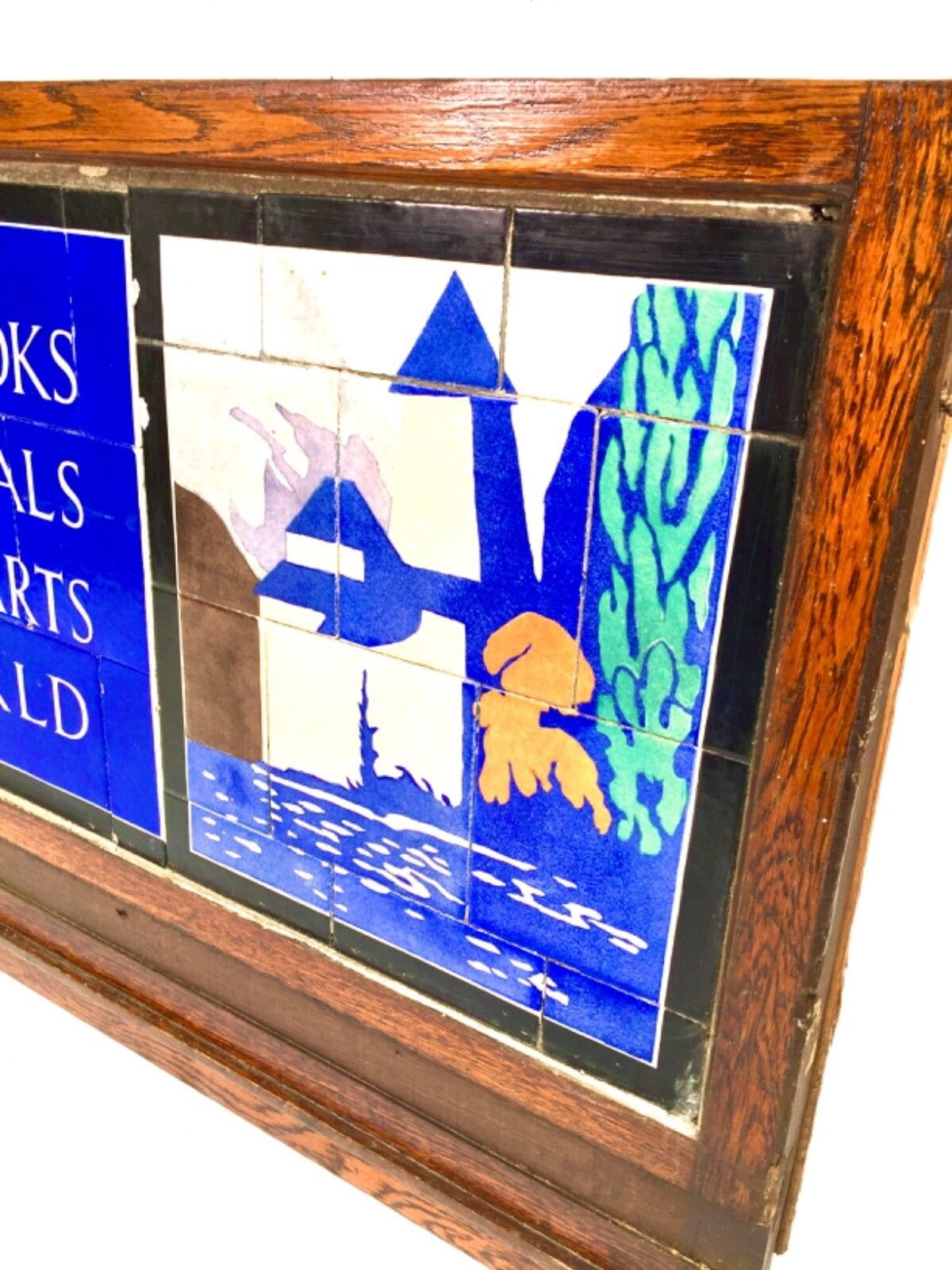 Antique Advertising W. H. Smith Stationery Shop Large Framed Tile Sign C.1920 photo furniture