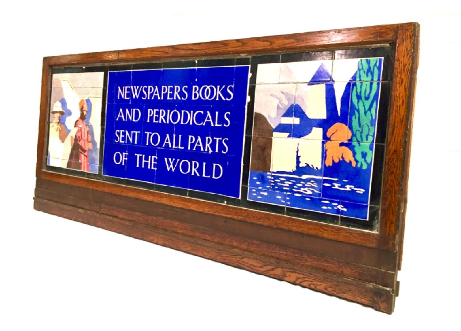 Antique Advertising W. H. Smith Stationery Shop Large Framed Tile Sign C.1920 photo Home Fixtures