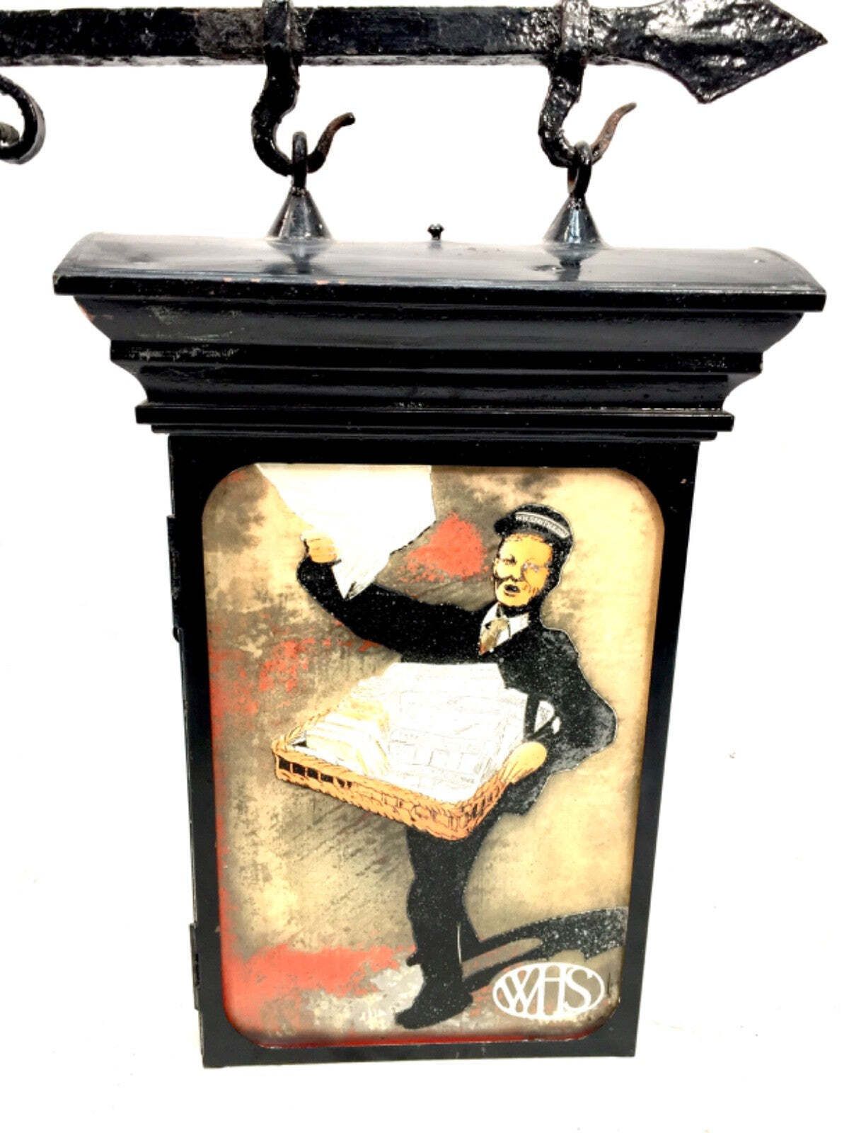 Antique Advertising 1930s W. H. Smith Glass Lightbox Sign On Original Bracket photo for sale