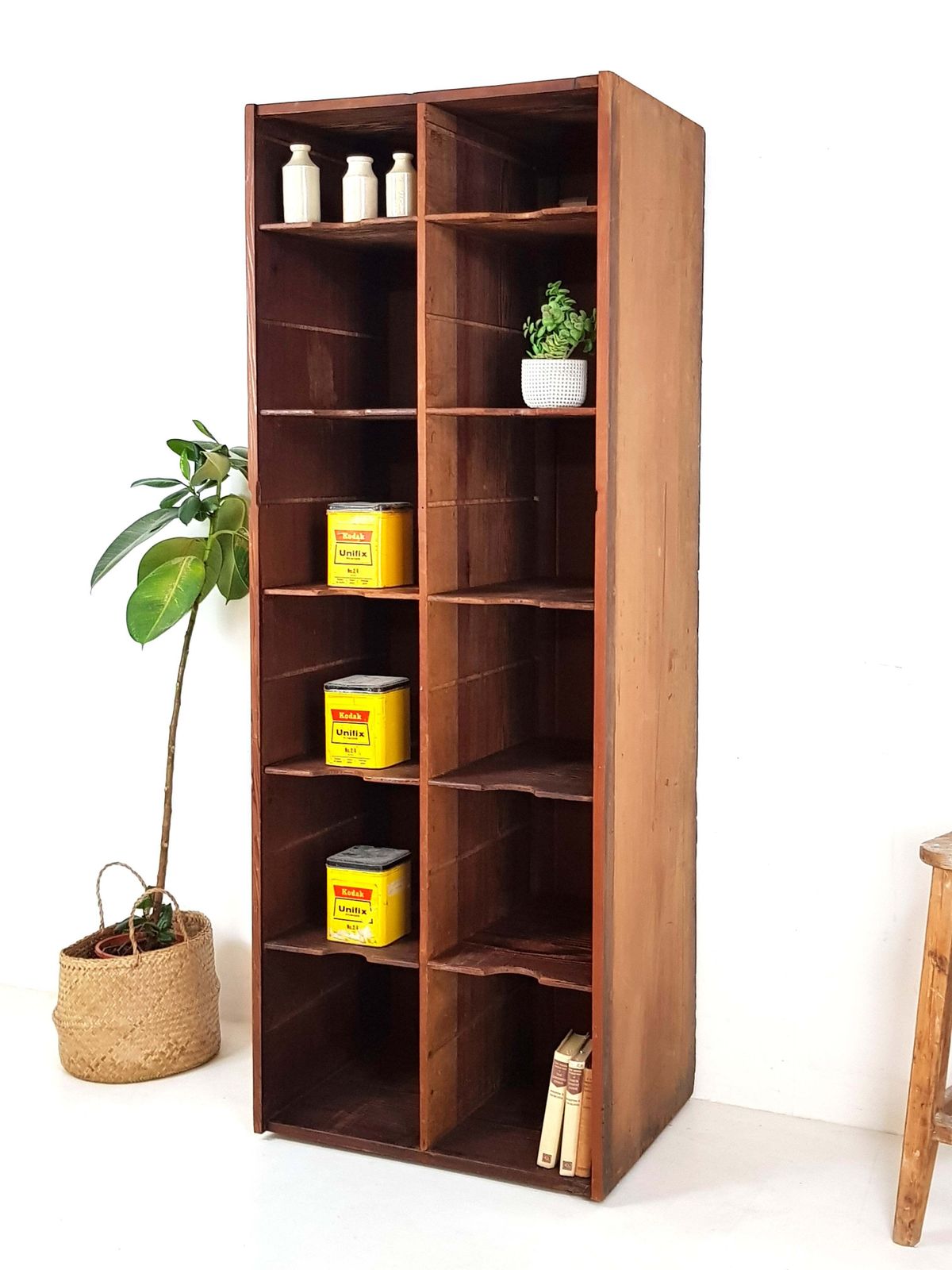 Antique Pine Shelving Unit: Record Player Stand: Vinyl Storage photo buy