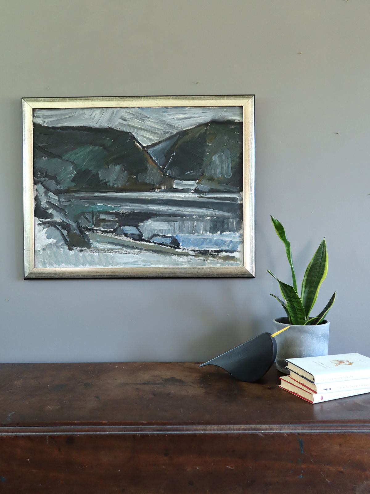Winter Valley Oil Painting, Mid 20th Century photo furniture