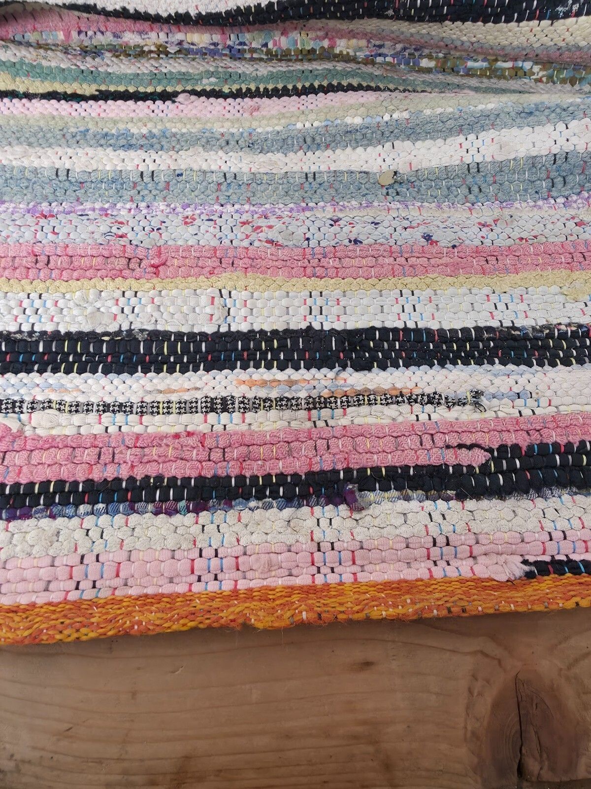 Vintage 4.5m 1950's Swedish Scandinavian Hand Woven Rag Rug Carpet Runner Yoga photo furniture