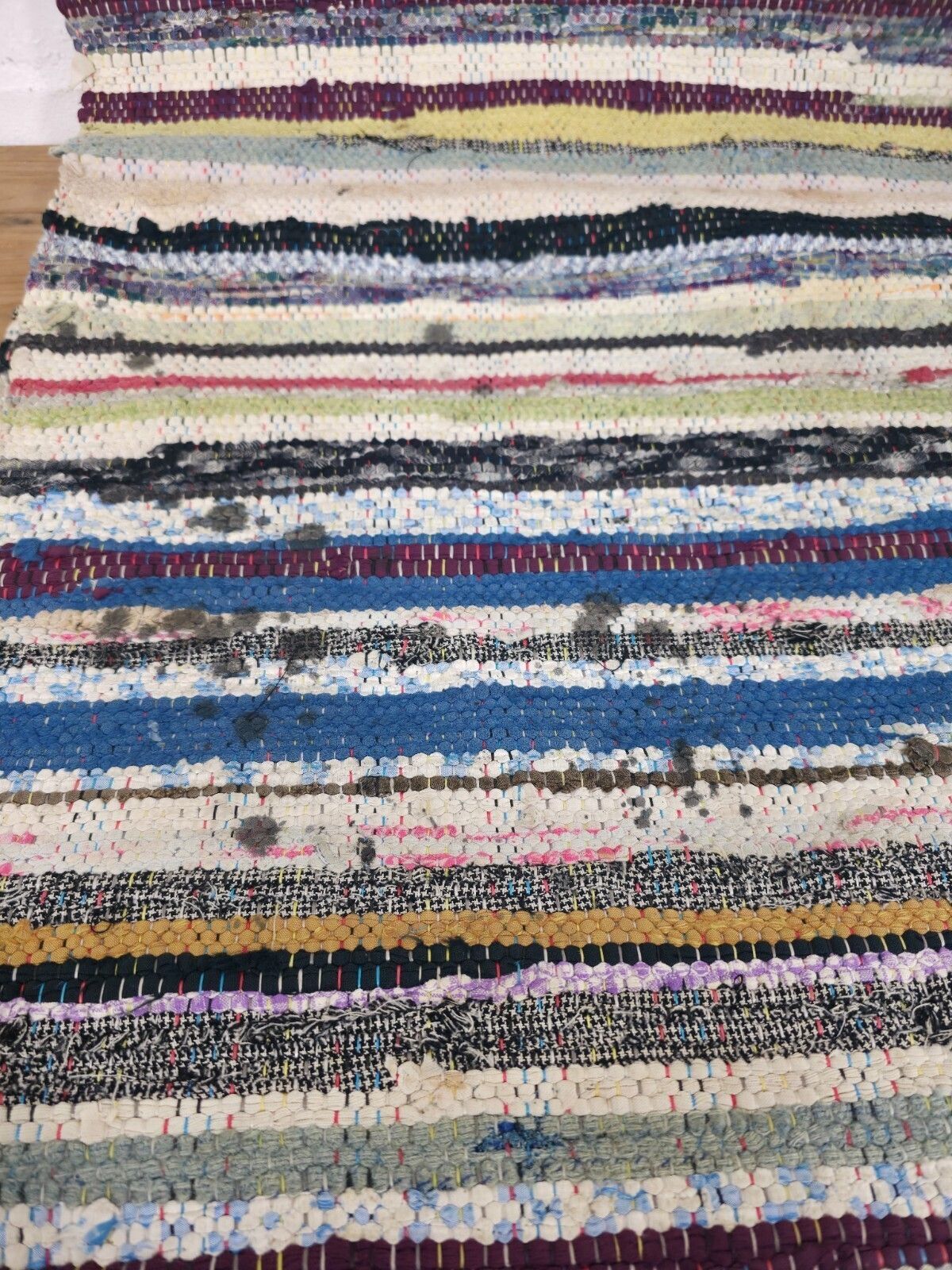 Vintage 4.5m 1950's Swedish Scandinavian Hand Woven Rag Rug Carpet Runner Yoga photo Textiles