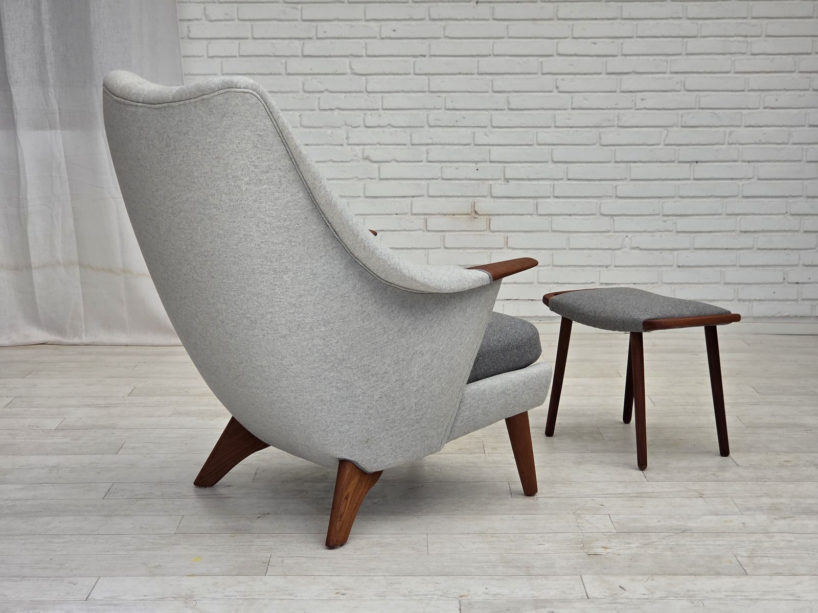 1970s, Danish High Backed Armchair, Wool, Teak Wood. photo buy
