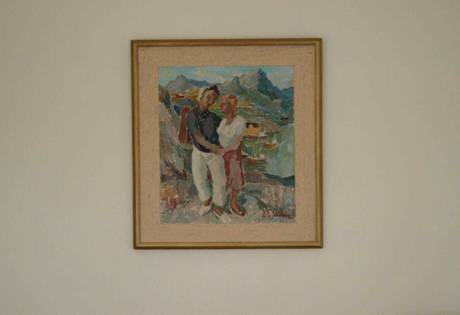 Original Mid Century Swedish Oil On Panel “View östersund – Jämtland” By Pelle Johansson – Signed & Framed 58 X 63 Cm (22.8" X 24.8") photo for sale