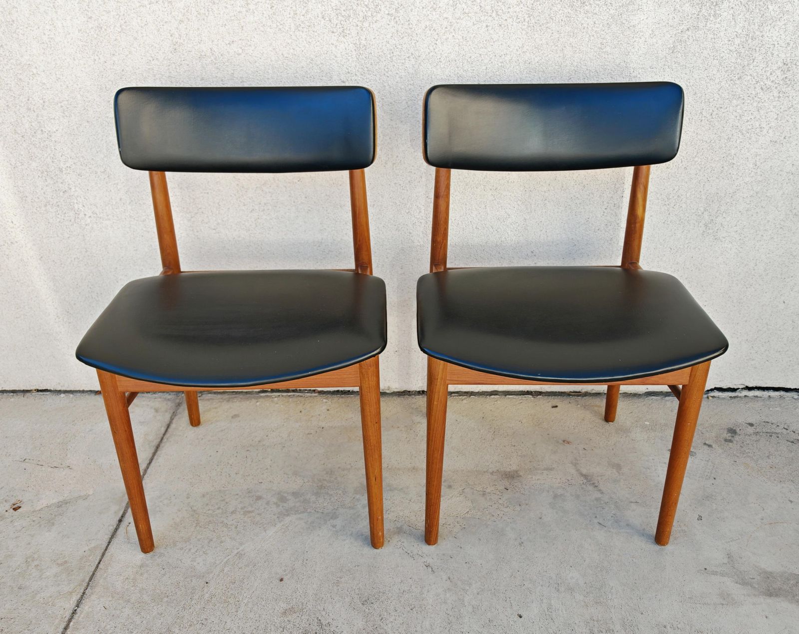 Pair Of Mid Century Dining Chairs In Teak And Vinyl, Designed By Sven Chrobat photo furniture