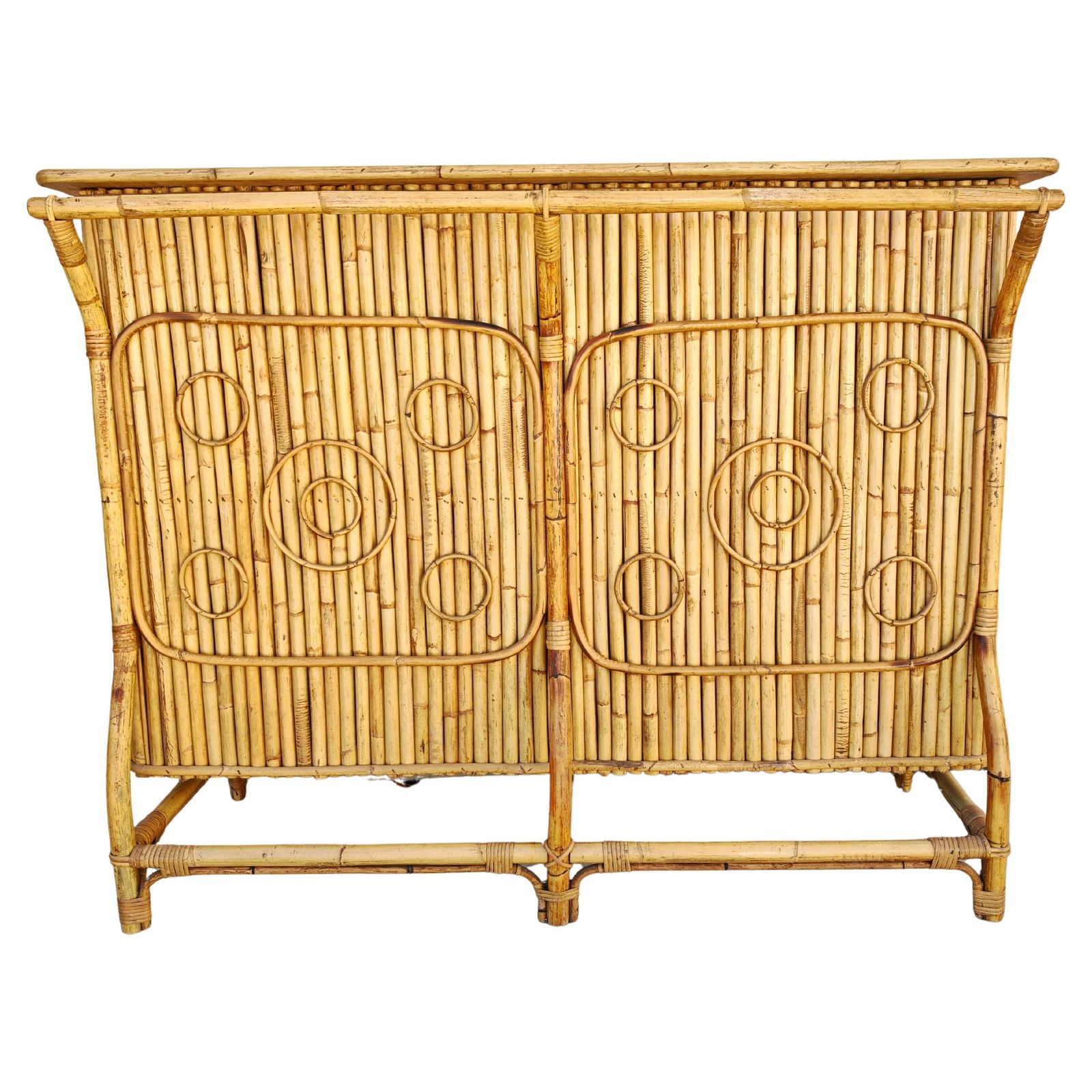 Mid Century Modern Dry Bar Done In Bamboo, Design Attr. To Tito Agnoli