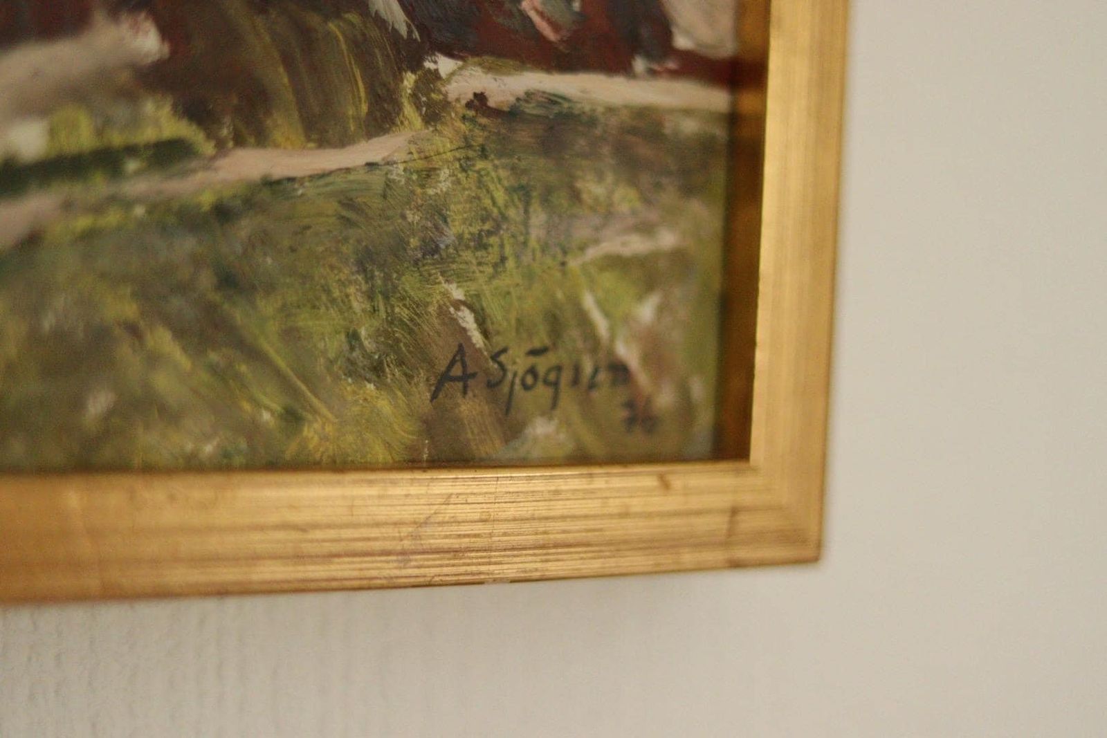 Original Mid Century Swedish Oil On Panel “House In The Country” By Axel Sjögren (1903–1985) – Vintage & Framed 30 X 38 Cm (11.8" X 15") photo 215.0