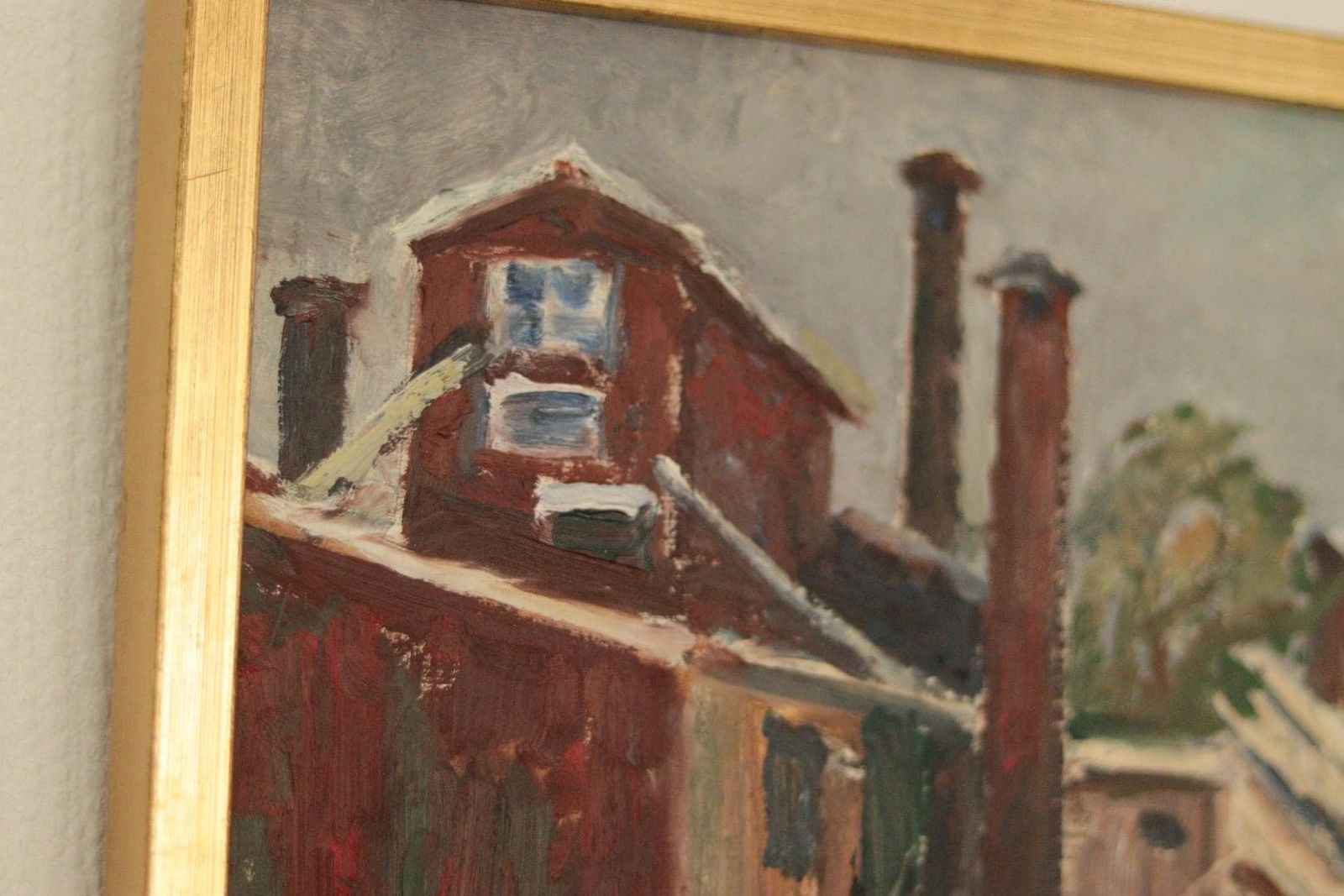 Original Mid Century Swedish Oil On Panel “House In The Country” By Axel Sjögren (1903–1985) – Vintage & Framed 30 X 38 Cm (11.8" X 15") photo vintage
