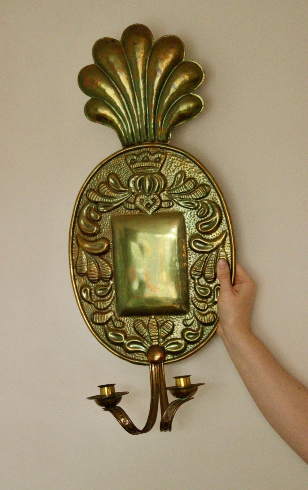 Pair Of Large Mid Century Swedish Brass Sconces photo Home Decor